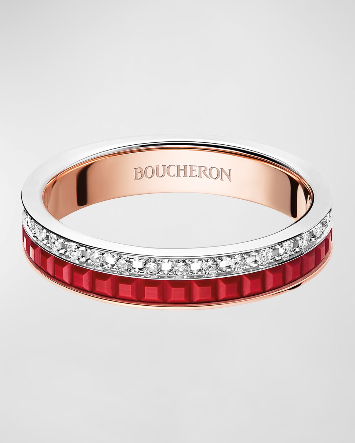 Boucheron Quatre 18K Pink & White Gold Red Edition Diamond Ring