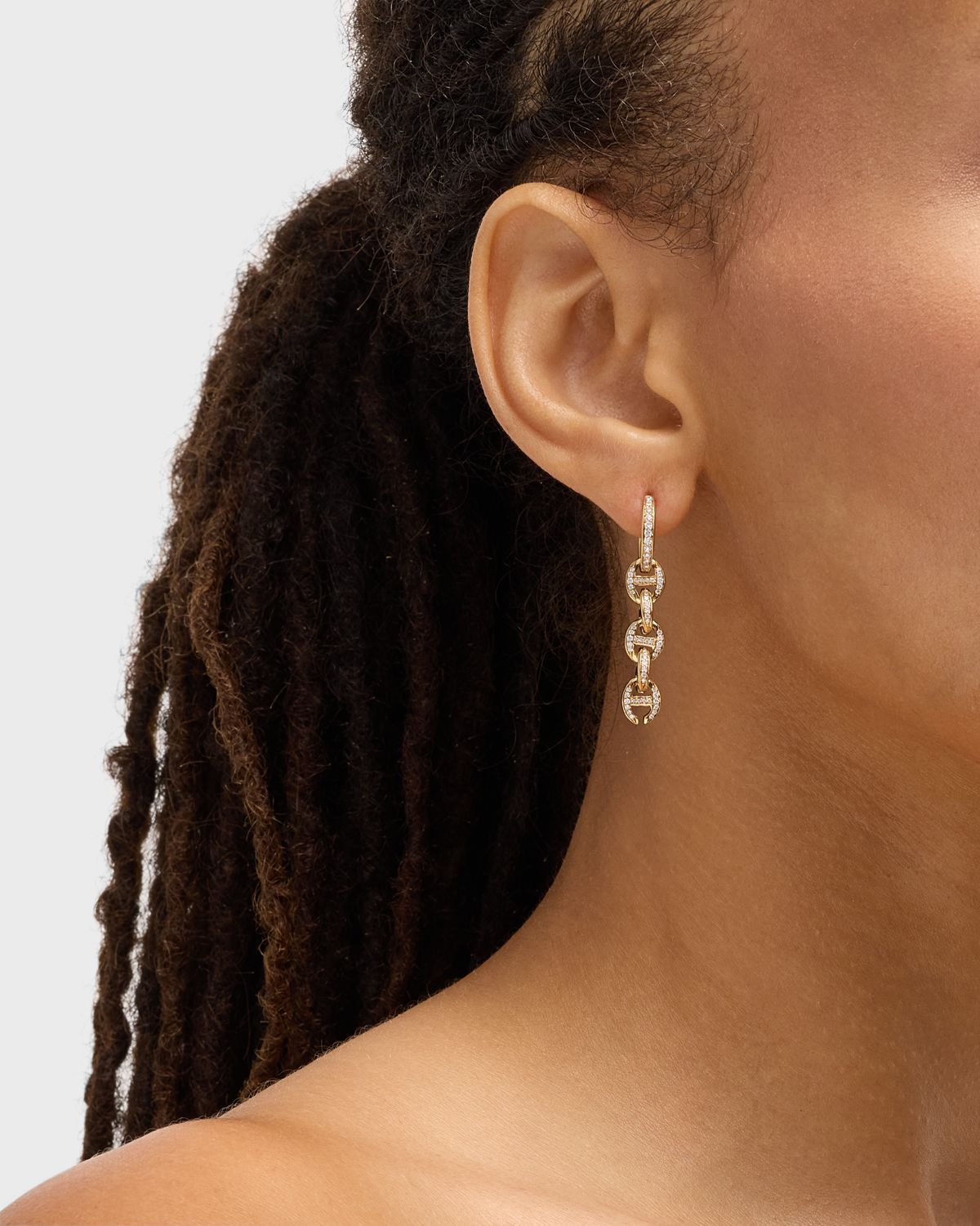 Hoorsenbuhs 18K Yellow Gold 5 Link Diamond Pave Drip Earrings