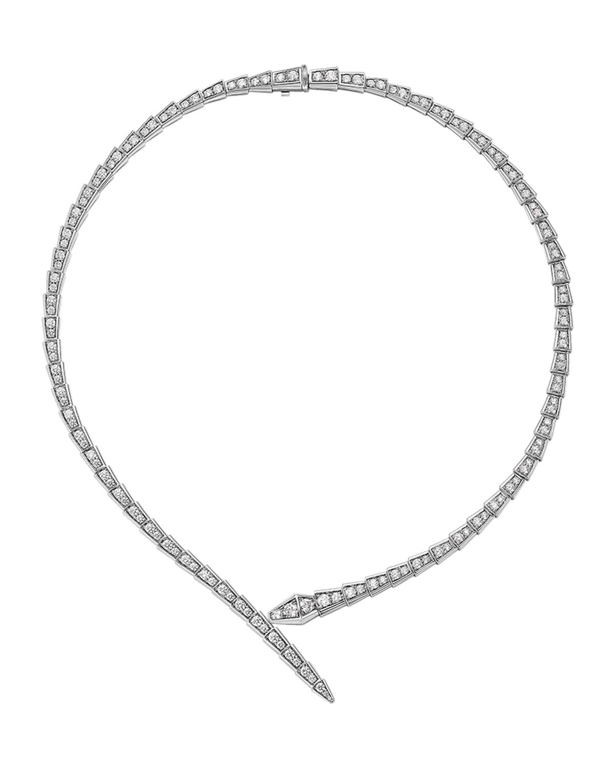 BVLGARI Serpenti Viper 18K White Gold Pavé Diamond Necklace, Size Medium | Thumbnail 2 BVLGARI Serpenti Viper 18K White Gold Pavé Diamond Necklace, Size Medium | Thumbnail 2