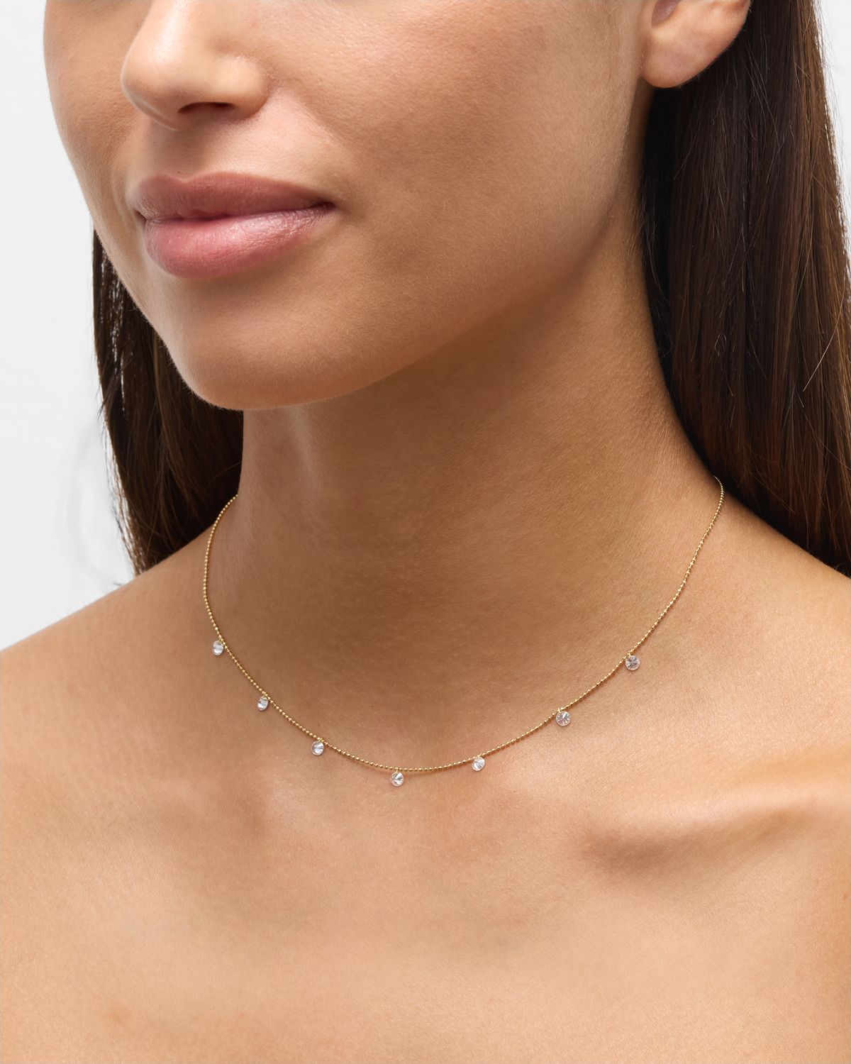 Graziela Gems 18K Yellow Gold Five-Station Floating Diamond Necklace (18K YG Small Floating Necklace)