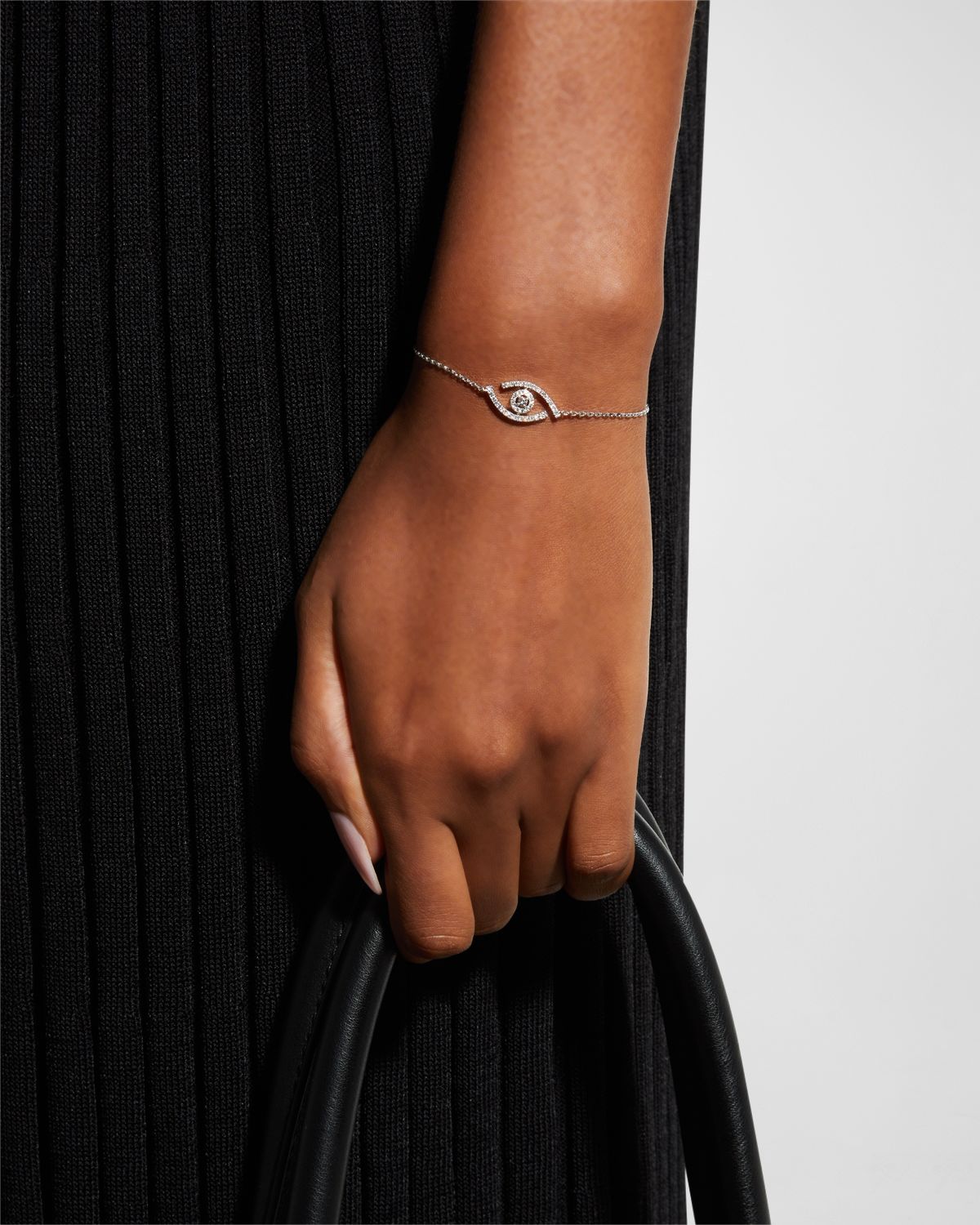 Messika LUCKY EYE 18K WHITE GOLD PAVE DIAMOND BRACELET