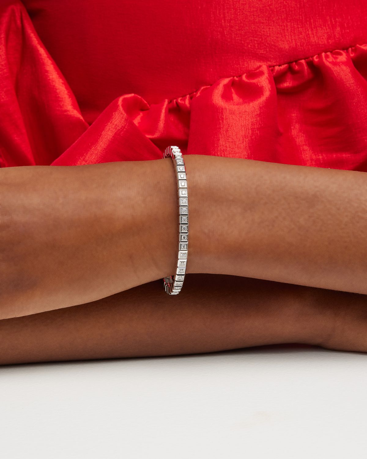 Chopard Ice Cube 18K White Gold Diamond Bracelet, Size Medium