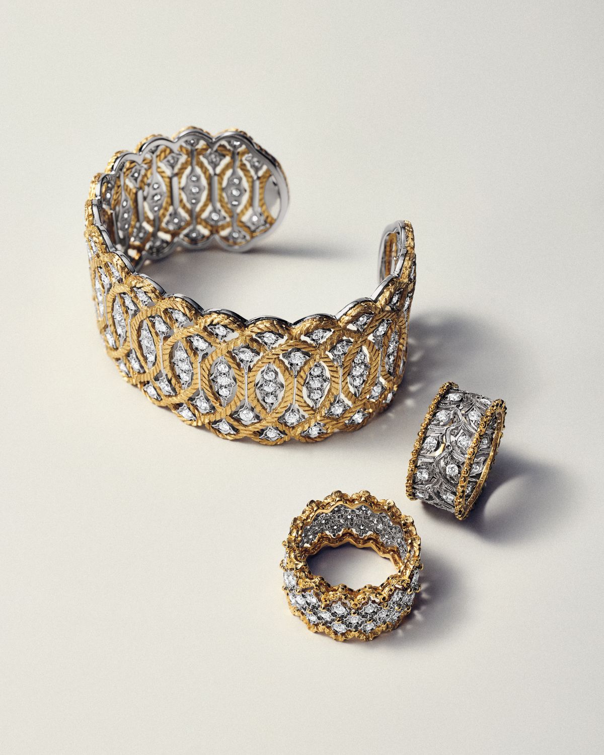 Buccellati Ramage Eternelle Diamond Leaf Ring, Size 6.5