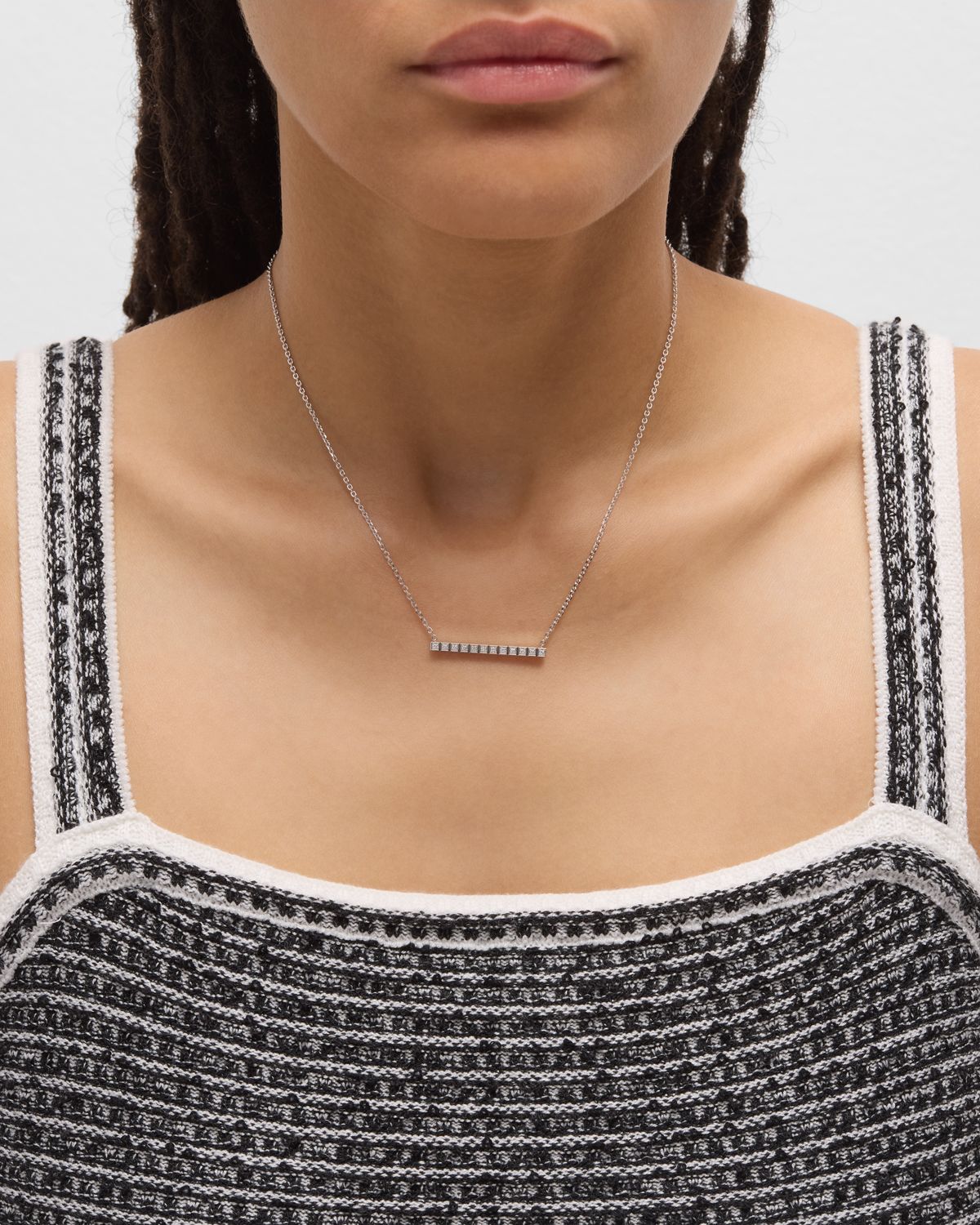 Chopard 18K White Gold Ice Cube Bar Necklace