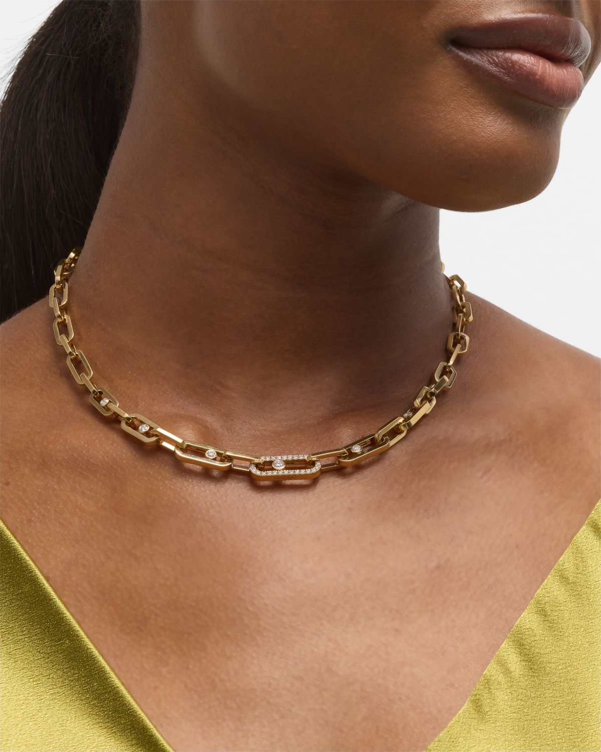 Messika Move Link 18K Yellow Gold Diamond Necklace