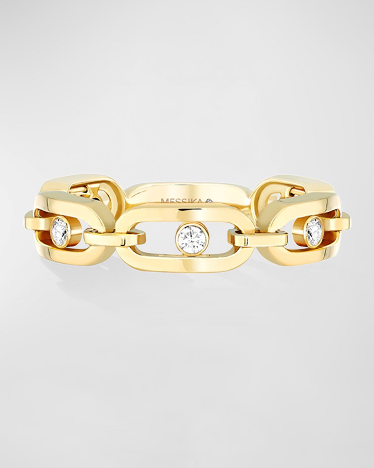 Messika Move Uno 18K Yellow Gold Diamond Link Ring, EU 51 / US 5.75