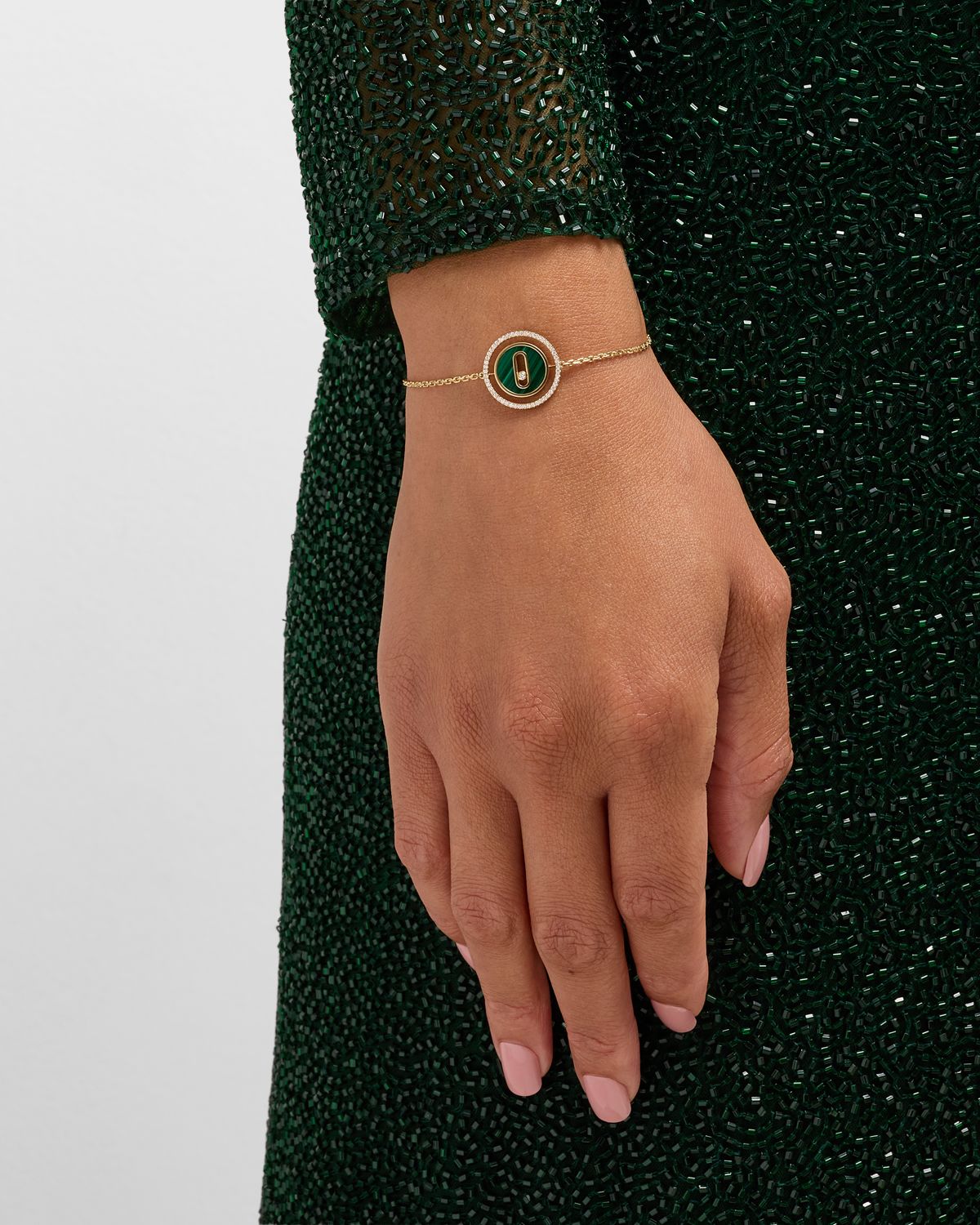 Messika LUCKY MOVE 18K ROSE GOLD MALACHITE & DIAMOND BRACELET