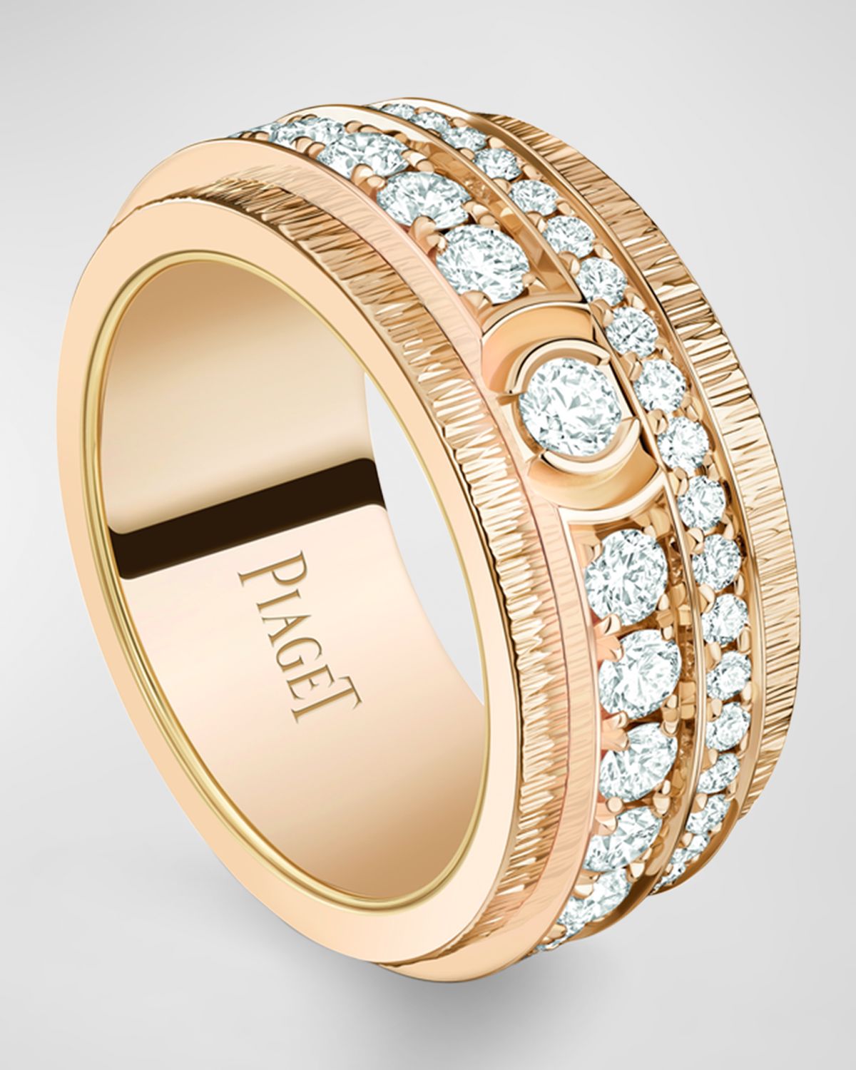 PIAGET Possession Palace 18K Rose Gold Large Diamond Band Ring, EU 55 / US 7.25