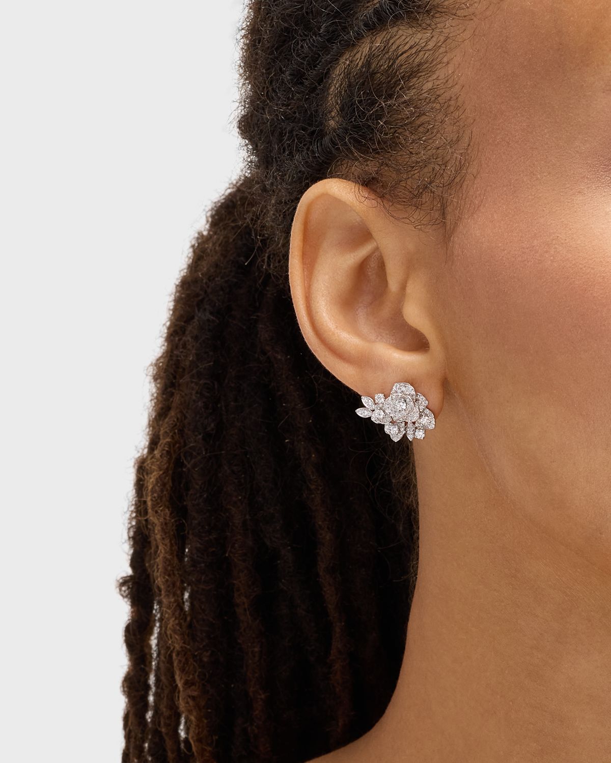 PIAGET Rose 18k White Gold Diamond Earrings