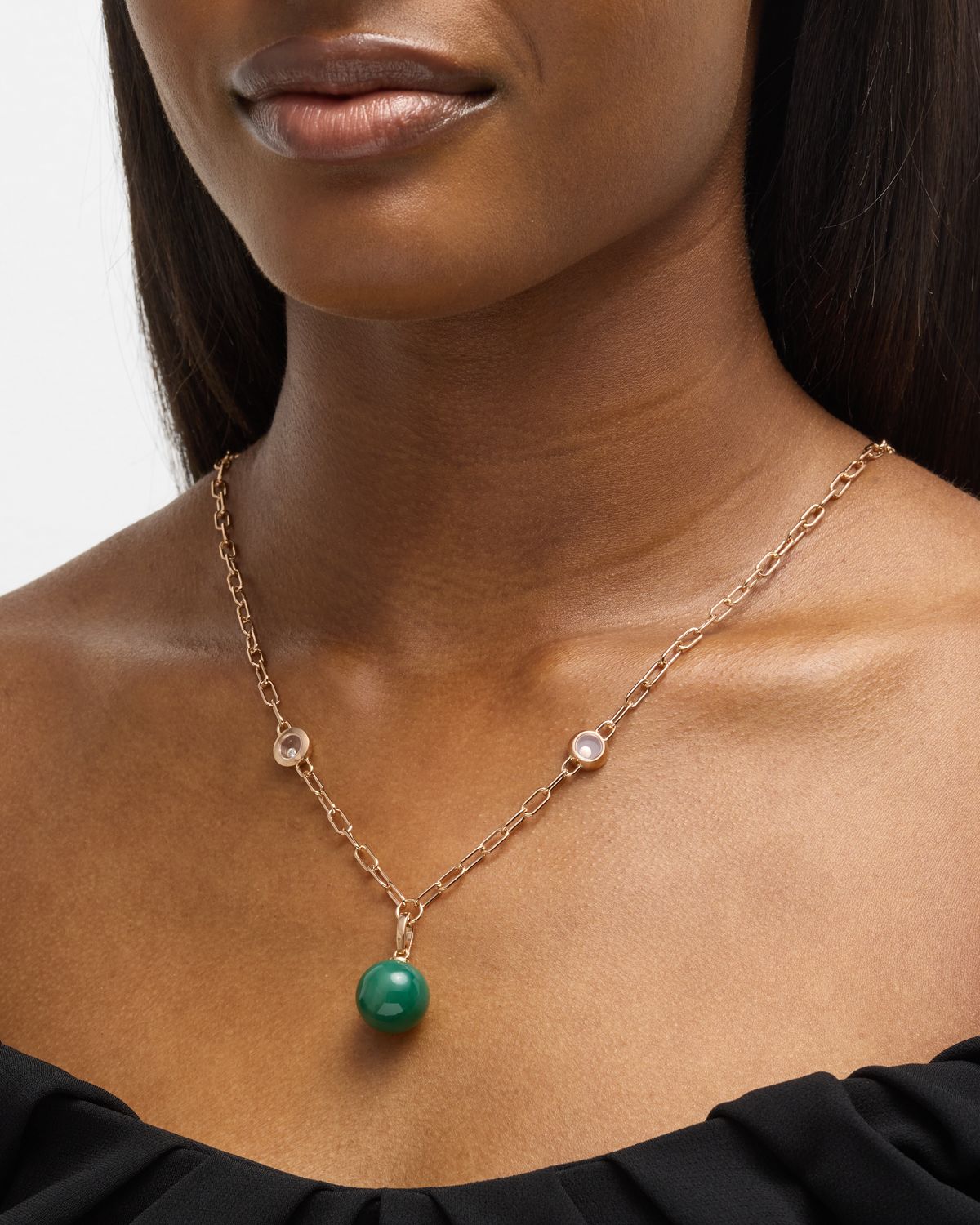 Chopard Happy Diamonds Planet 18K Rose Gold Agate Necklace