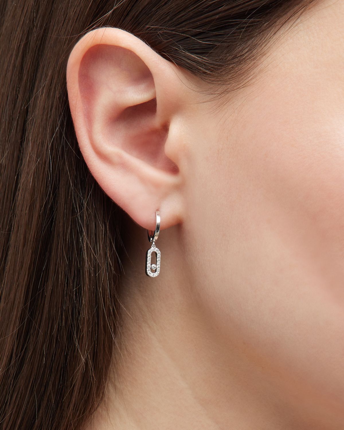 Messika MOVE UNO 18K WHITE GOLD HOOP EARRINGS