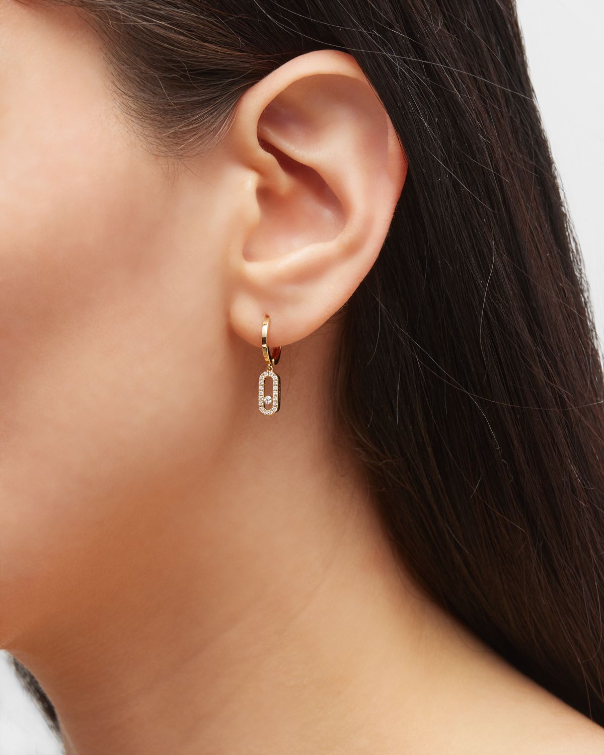 Messika MOVE UNO 18K YELLOW GOLD DIAMOND HOOP EARRINGS