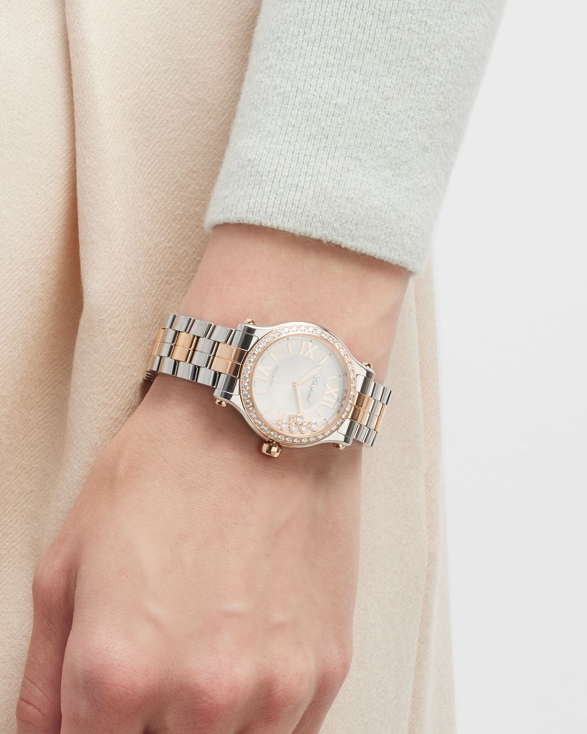 Chopard Happy Sport 33mm 18K Rose Gold & Steel Diamond Watch