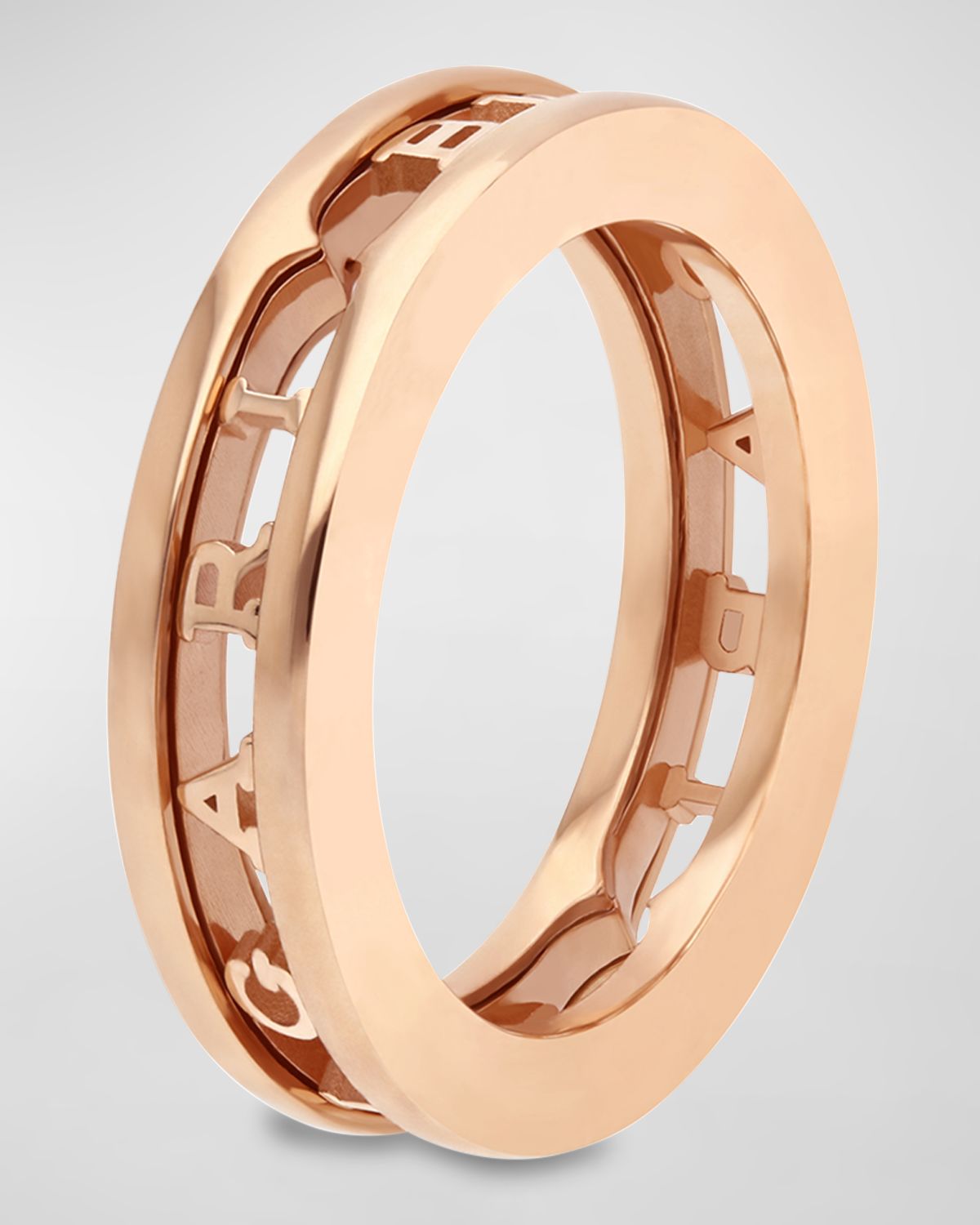 BVLGARI B. Zero1 Rose Gold 1-Band Logo Ring, EU 52 / US 6