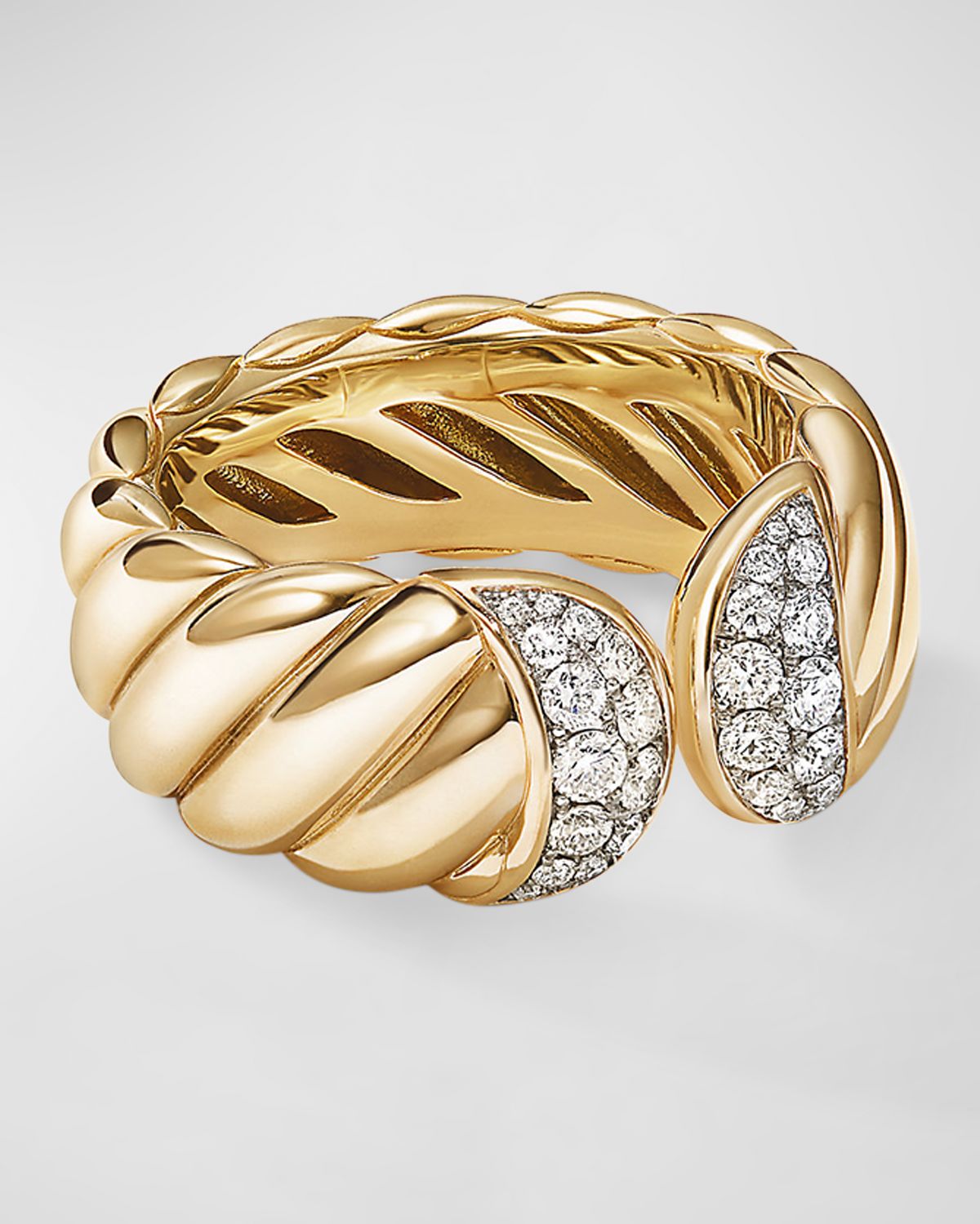 David Yurman Sculpted Cable Ring with Diamonds in 18K Gold, 10mm