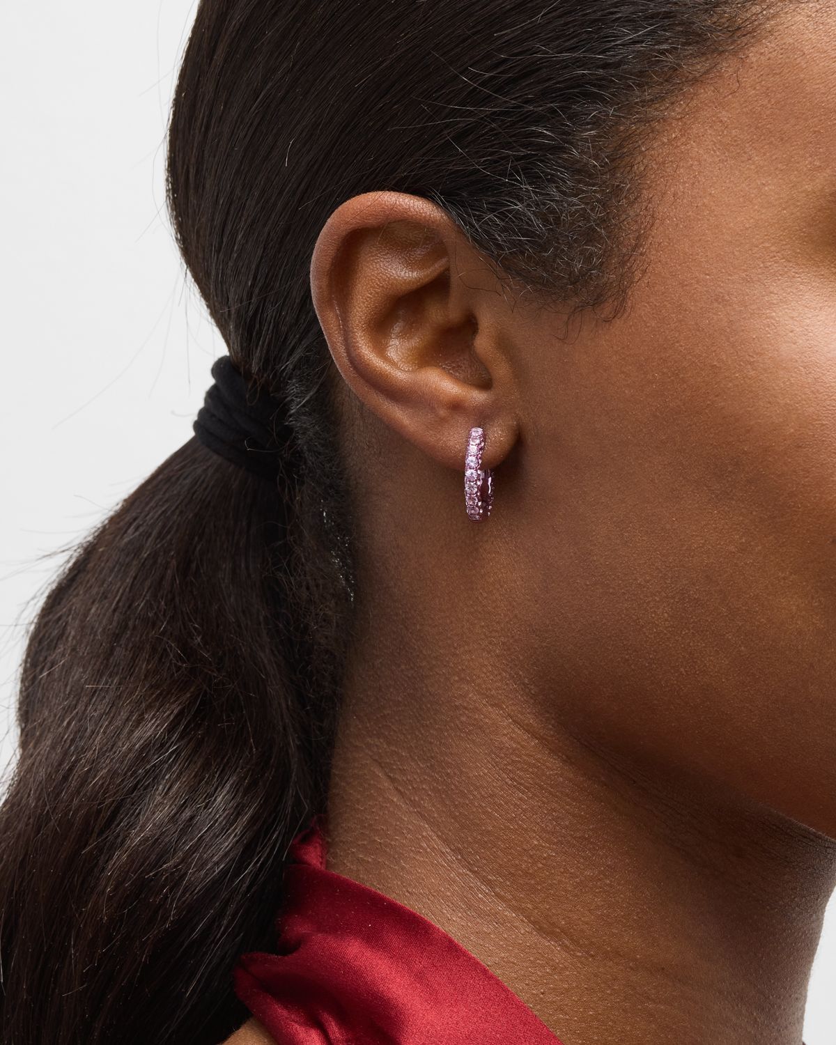 Graziela Gems 18K Gold Pink Sapphire Small Hoop Earrings