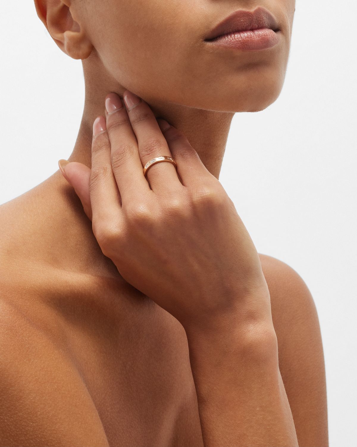 Walters Faith Ottoline Rose Gold Band Ring with Gypsy-Set Baguettes