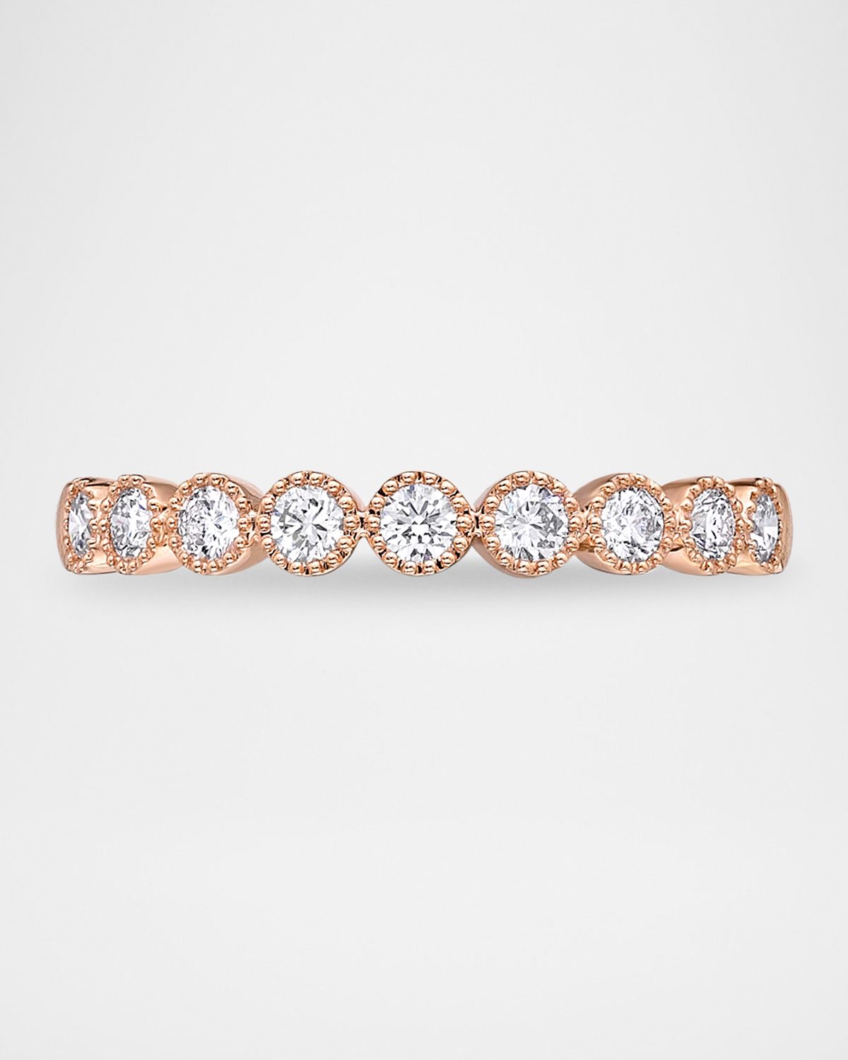 Memoire White Gold 9-Diamond Bezel Ring, Size 6.5
