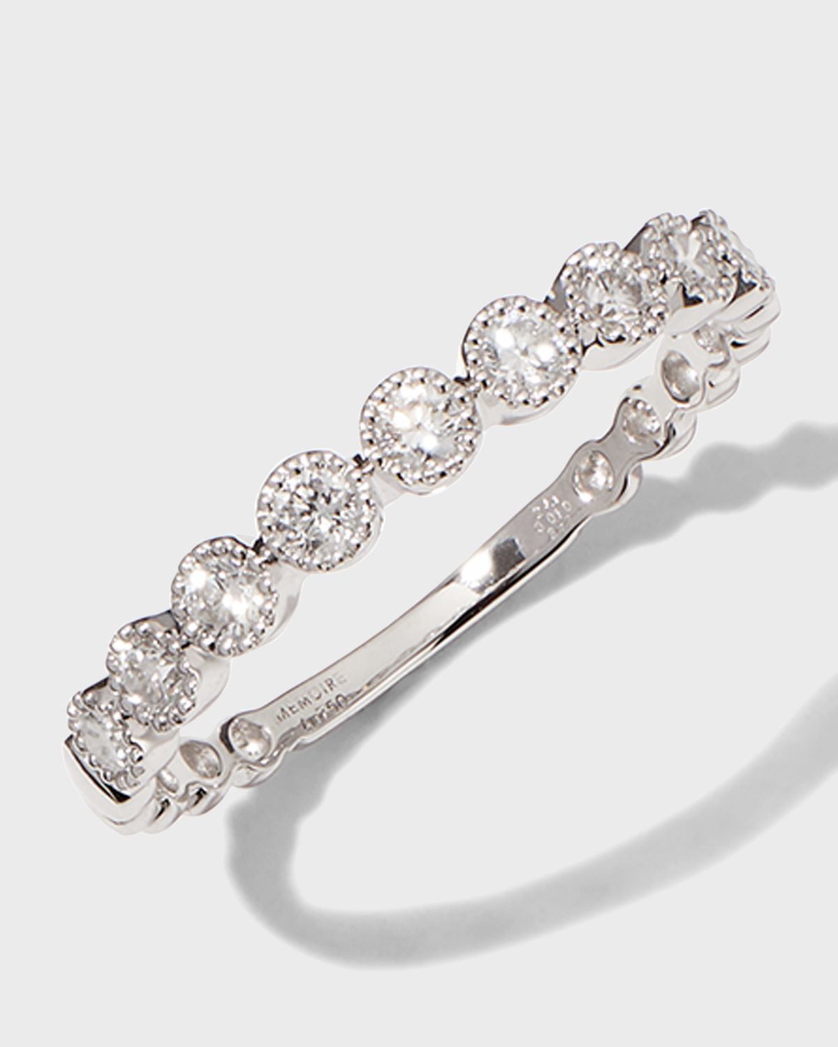 Memoire White Gold 9-Diamond Bezel Ring, Size 6.5