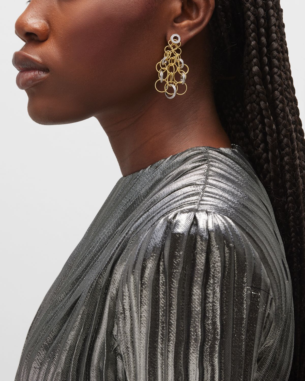 Buccellati 18K Two-Tone Gold Hawaii Diamond Earrings