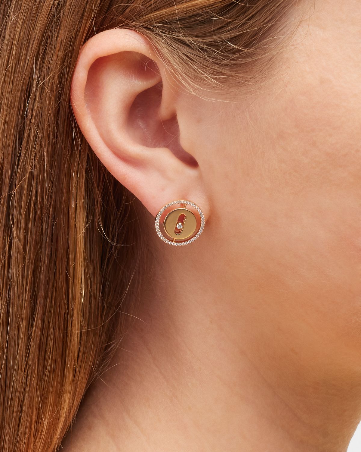 Messika LUCKY MOVE 18K ROSE GOLD DIAMOND STUD EARRINGS