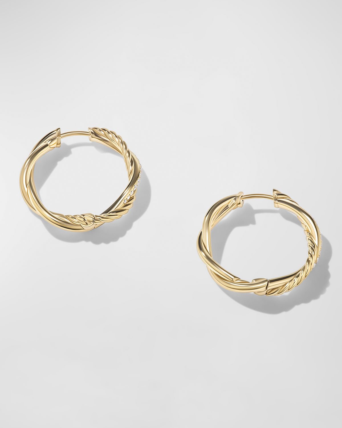 David Yurman Petite Infinity Hoop Earrings with Diamonds in 18K Gold, 4mm, 0.68"L