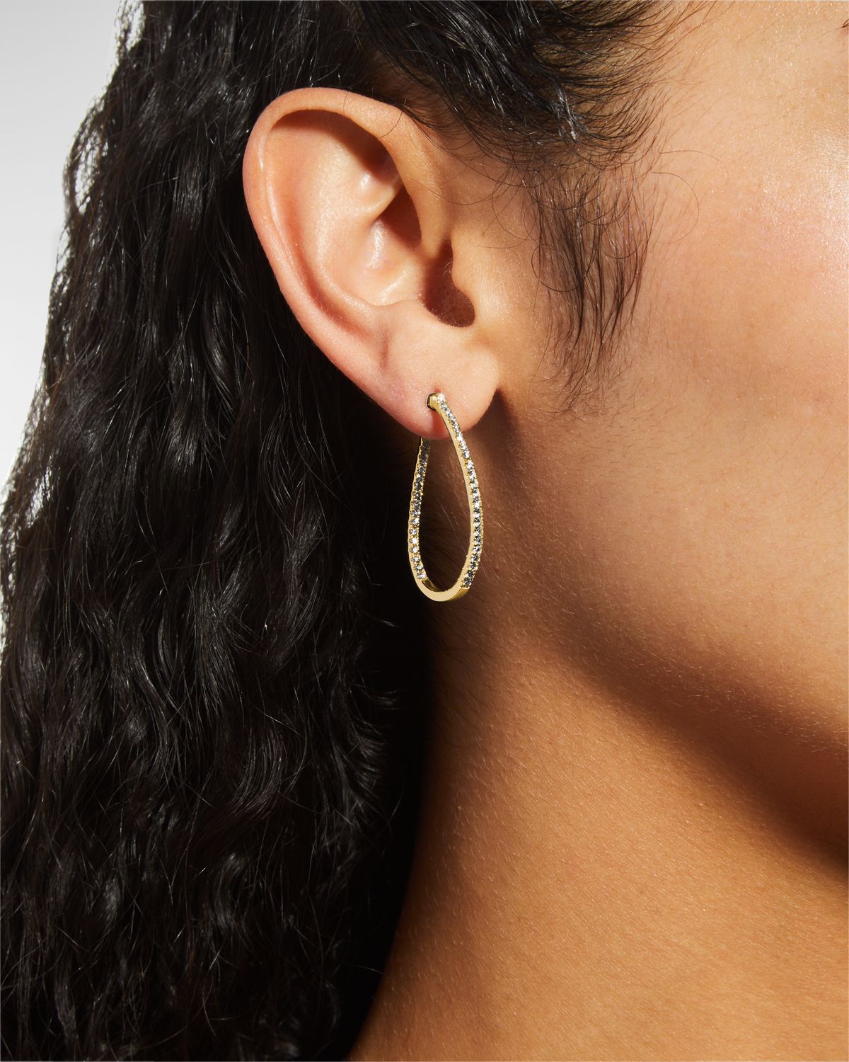 Memoire 18k White Gold Diamond J-Twist Hoop Earrings, 0.99tcw