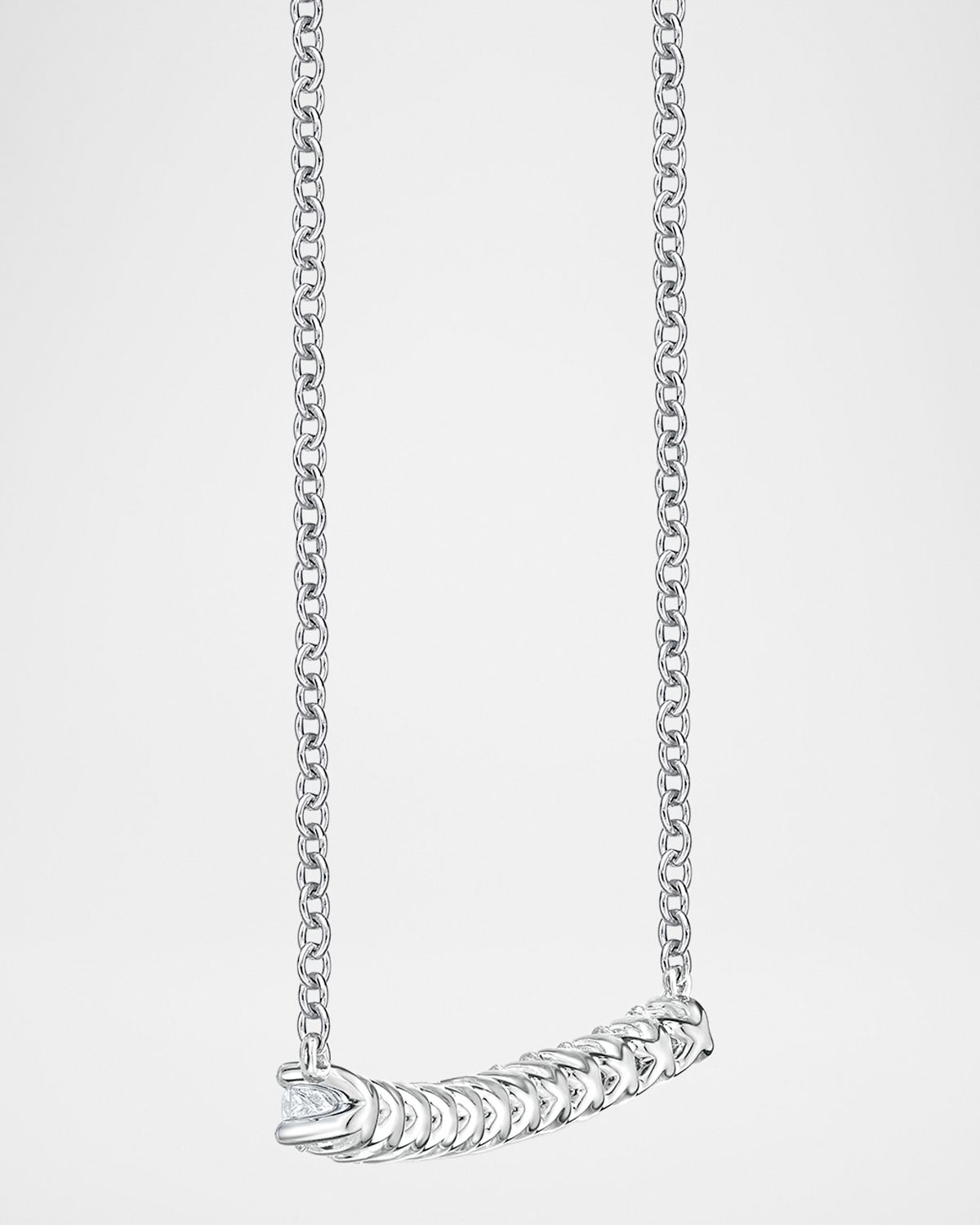 Memoire 18k White Gold Diamond Bar Necklace