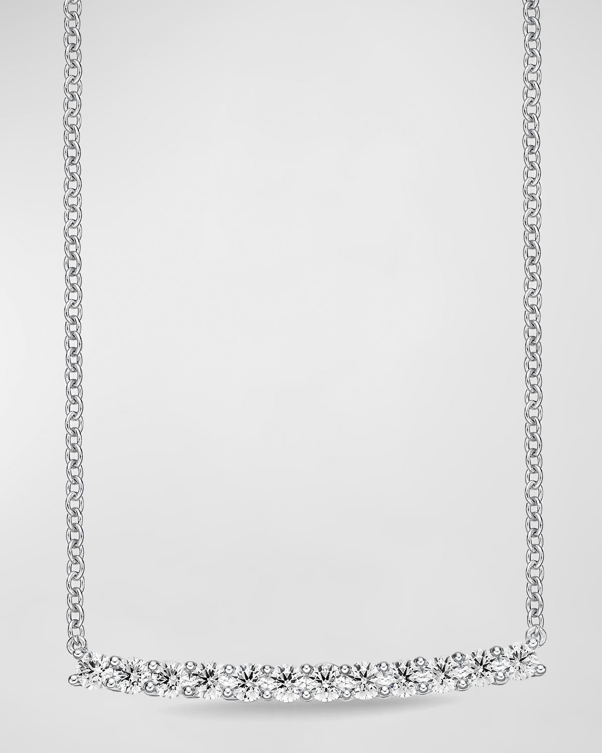 Memoire 18k White Gold Diamond Bar Necklace