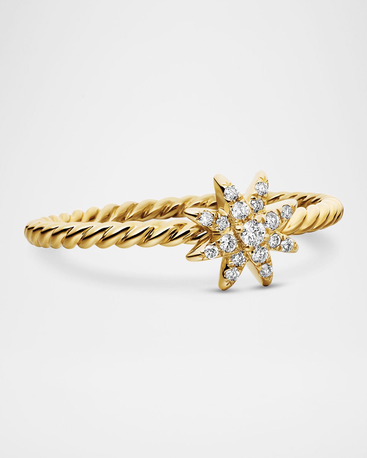 David Yurman Petite Starburst Station Ring with Diamonds in 18K Gold, 7.5mm