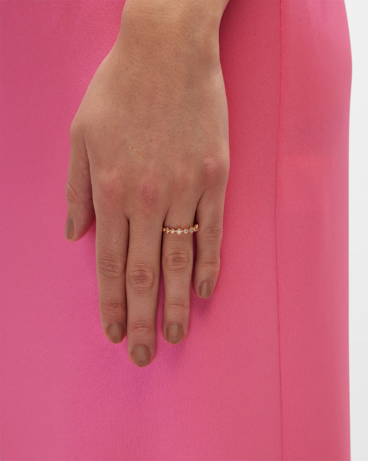 Memoire Stackables 18k Yellow Gold Diamond Round & Square Ring, Size 6.5