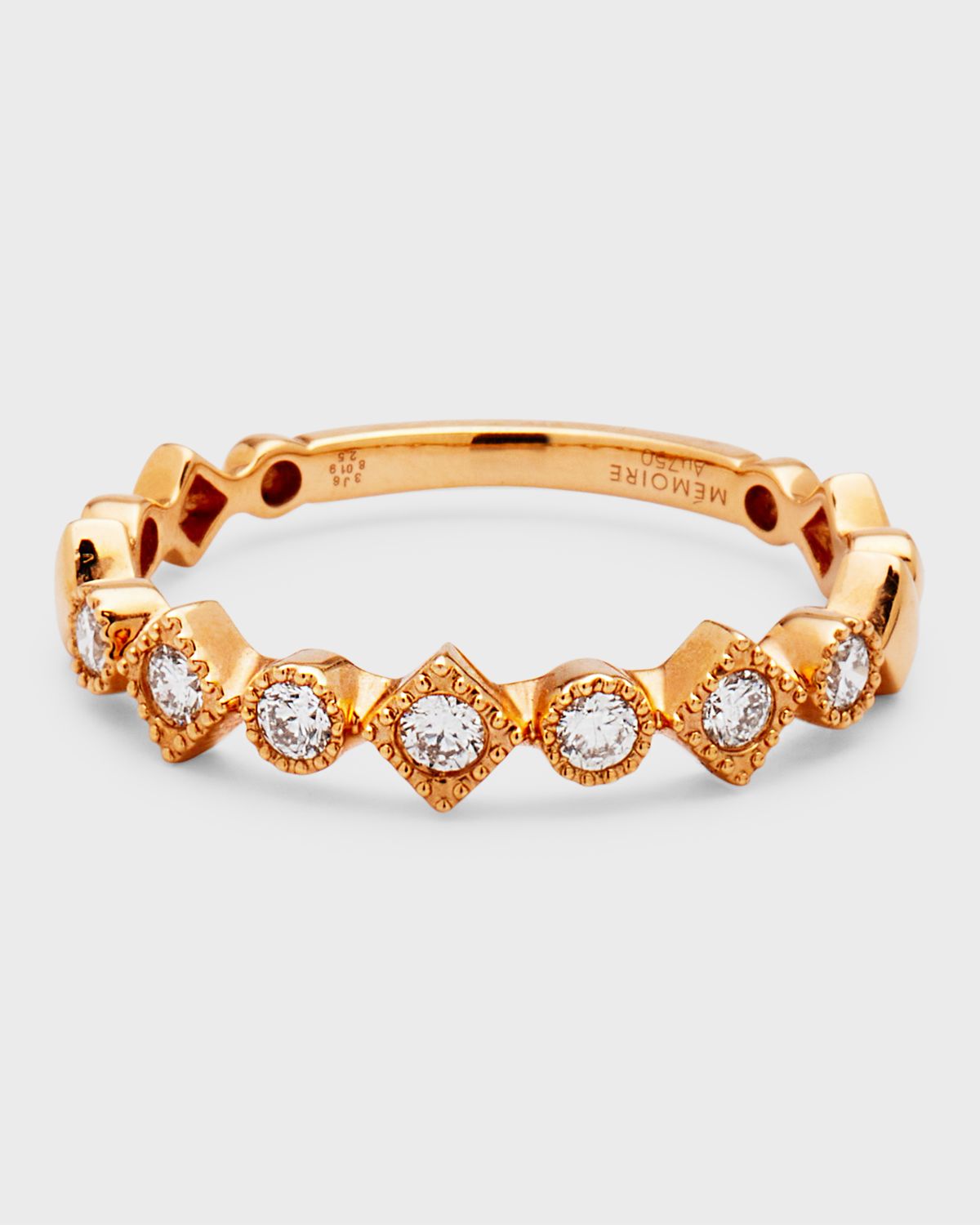 Memoire Stackables 18k Yellow Gold Diamond Round & Square Ring, Size 6.5