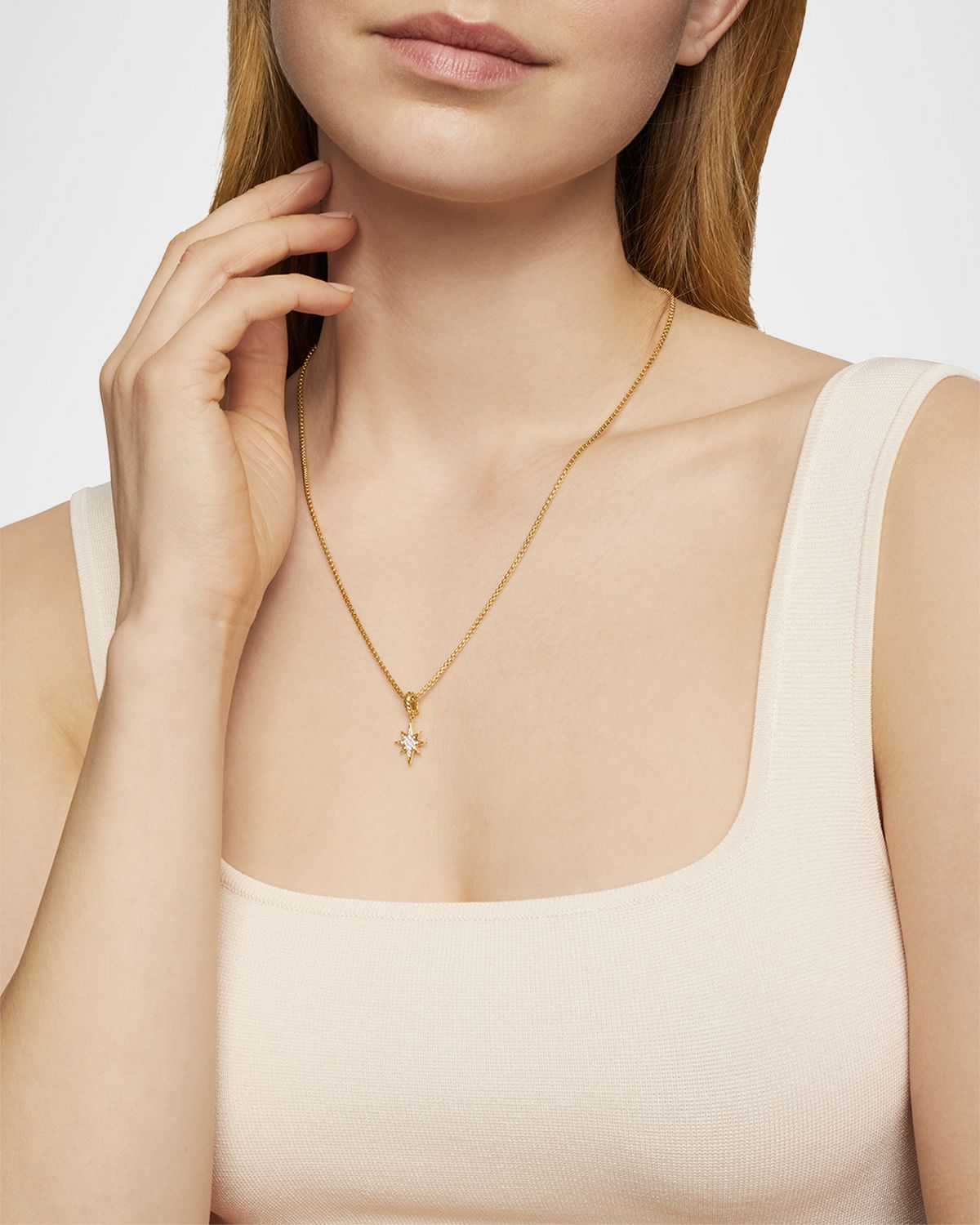 David Yurman North Star Pendant with Diamonds in 18K Gold, 15mm