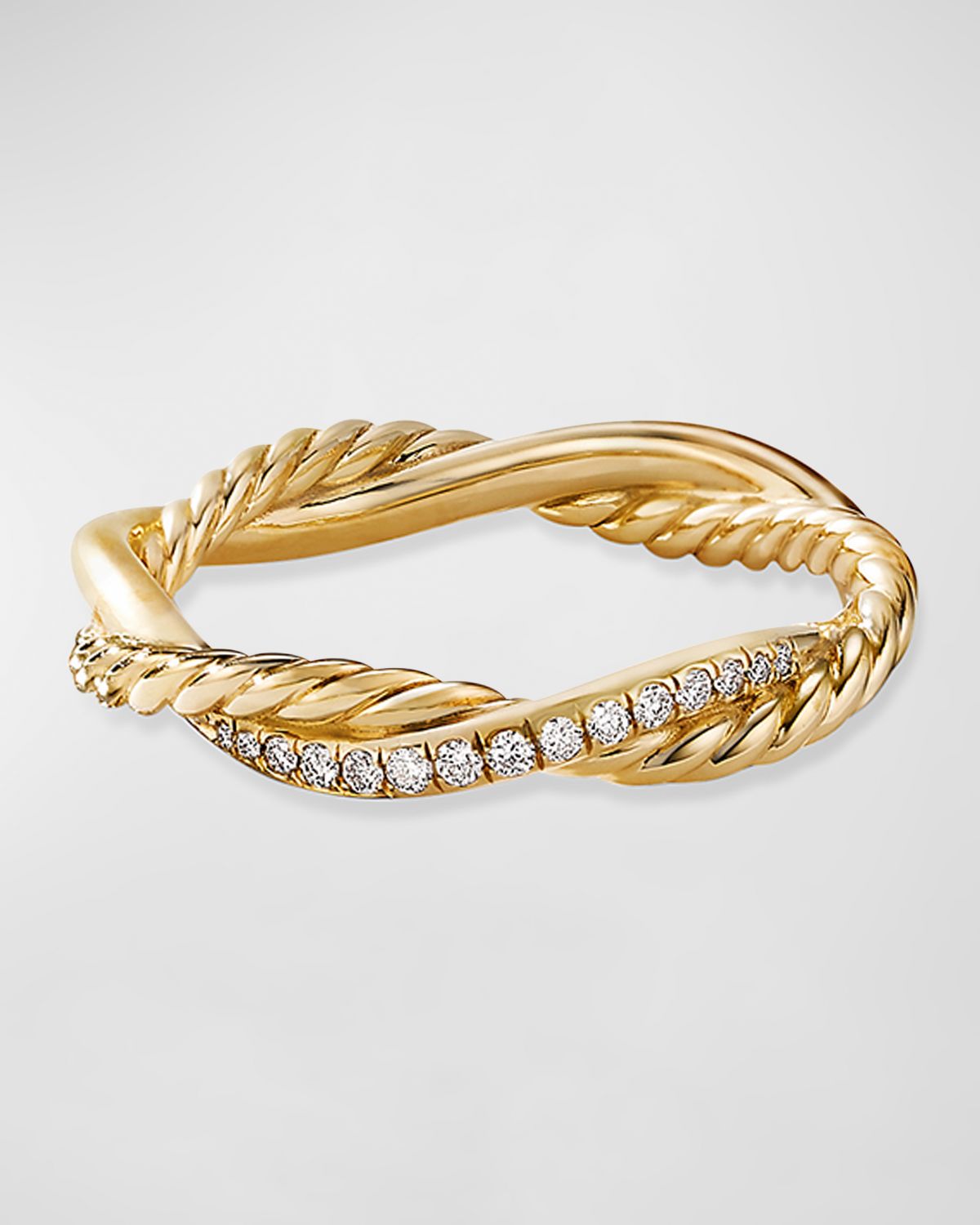 David Yurman Petite Infinity Band Ring with Diamonds in 18K Gold