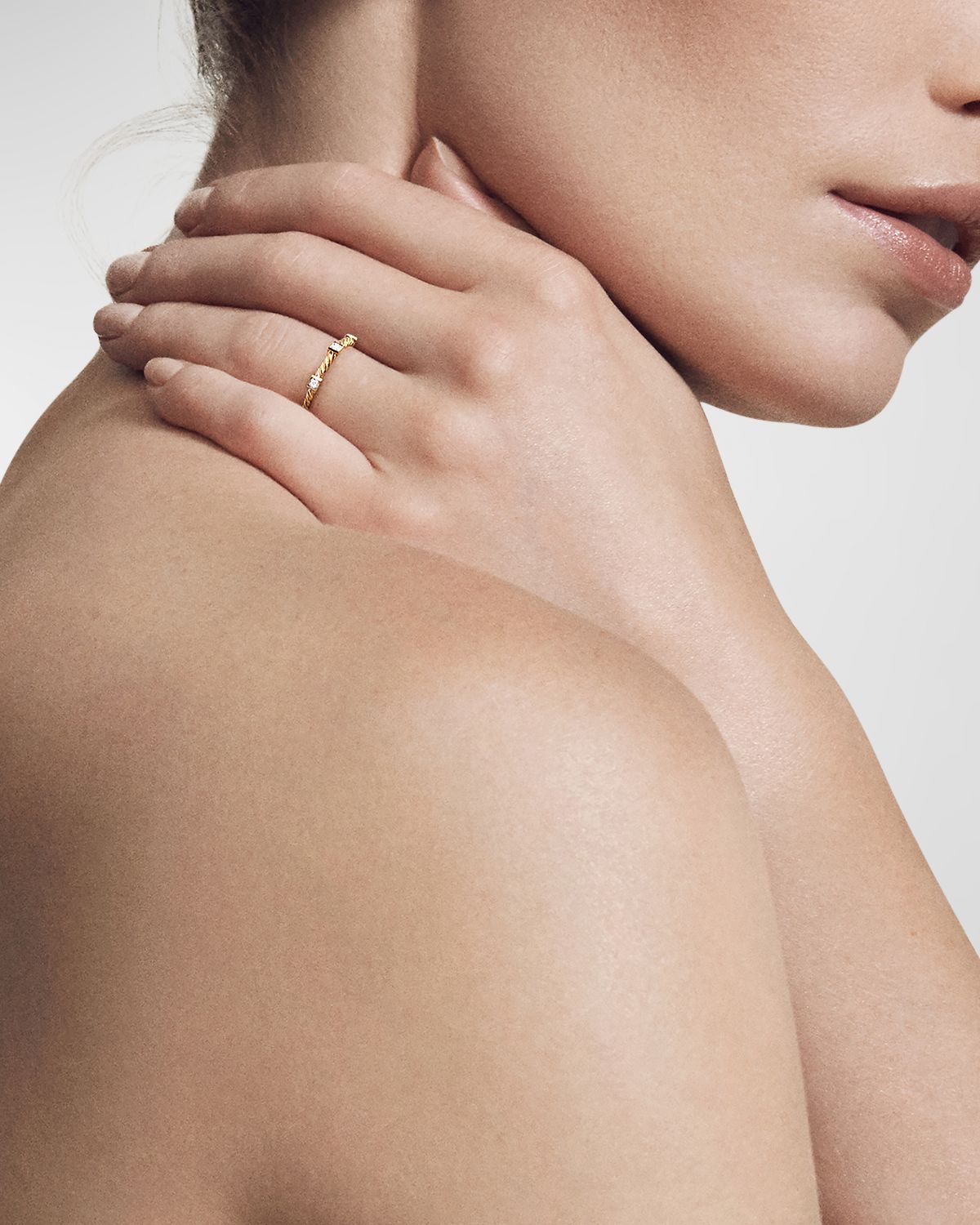 David Yurman Cable Collectibles Stack Ring with Diamonds in 18K Gold