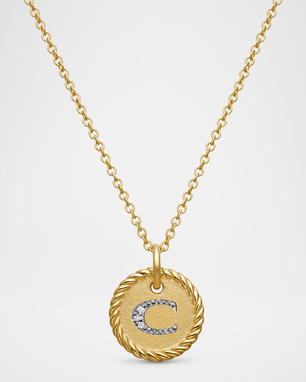 David Yurman Cable Collectibles Initial Pendant Necklace with Diamonds in 18K Gold