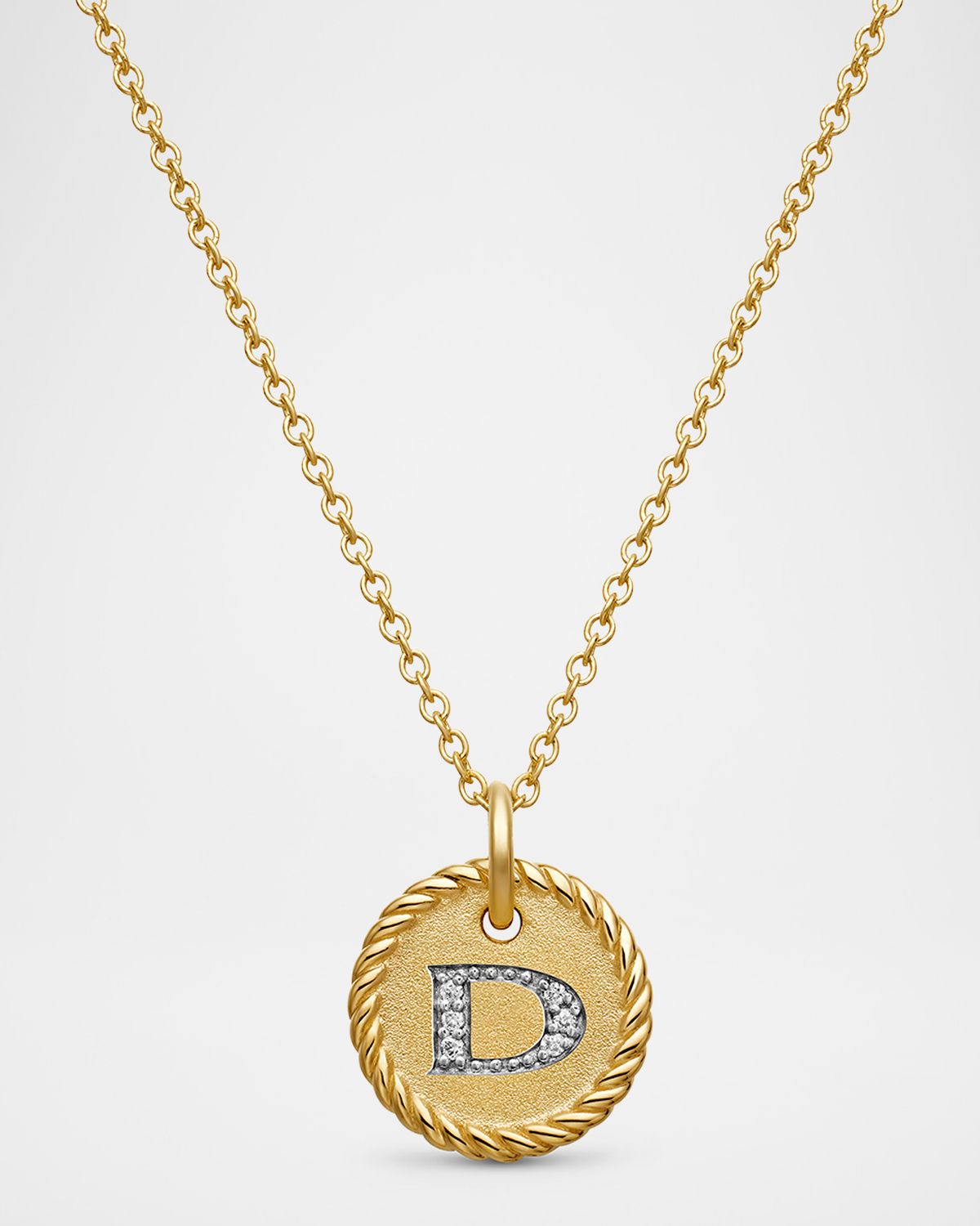 David Yurman Cable Collectibles Initial Pendant Necklace with Diamonds in 18K Gold