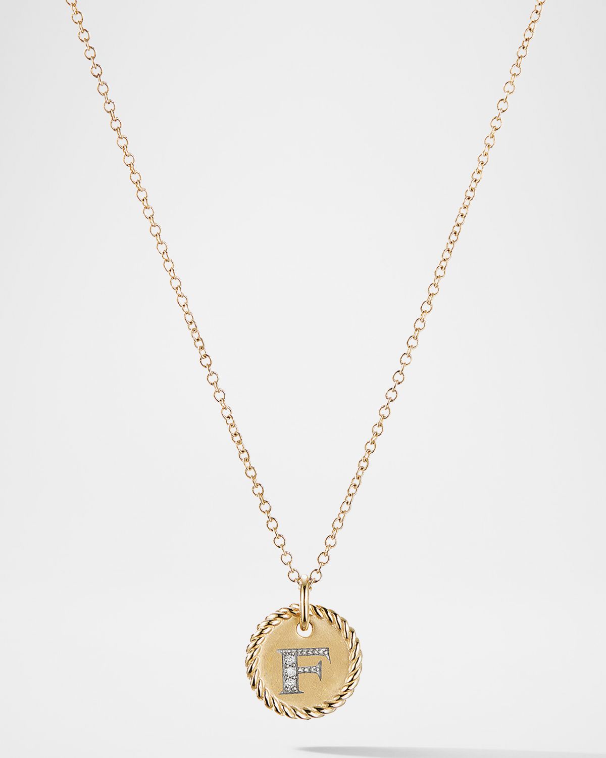 David Yurman Cable Collectibles Initial Pendant Necklace with Diamonds in 18K Gold