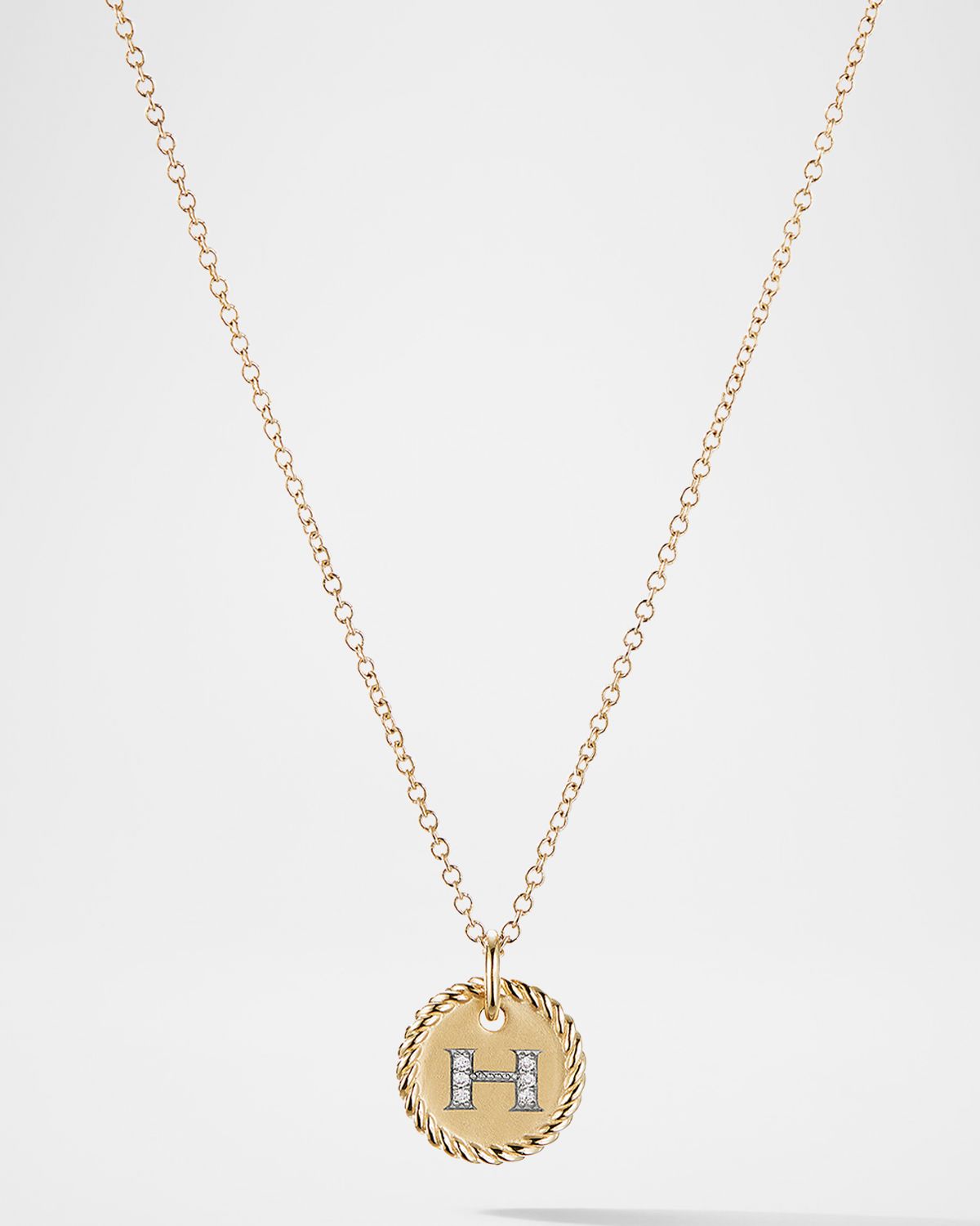 David Yurman Cable Collectibles Initial Pendant Necklace with Diamonds in 18K Gold