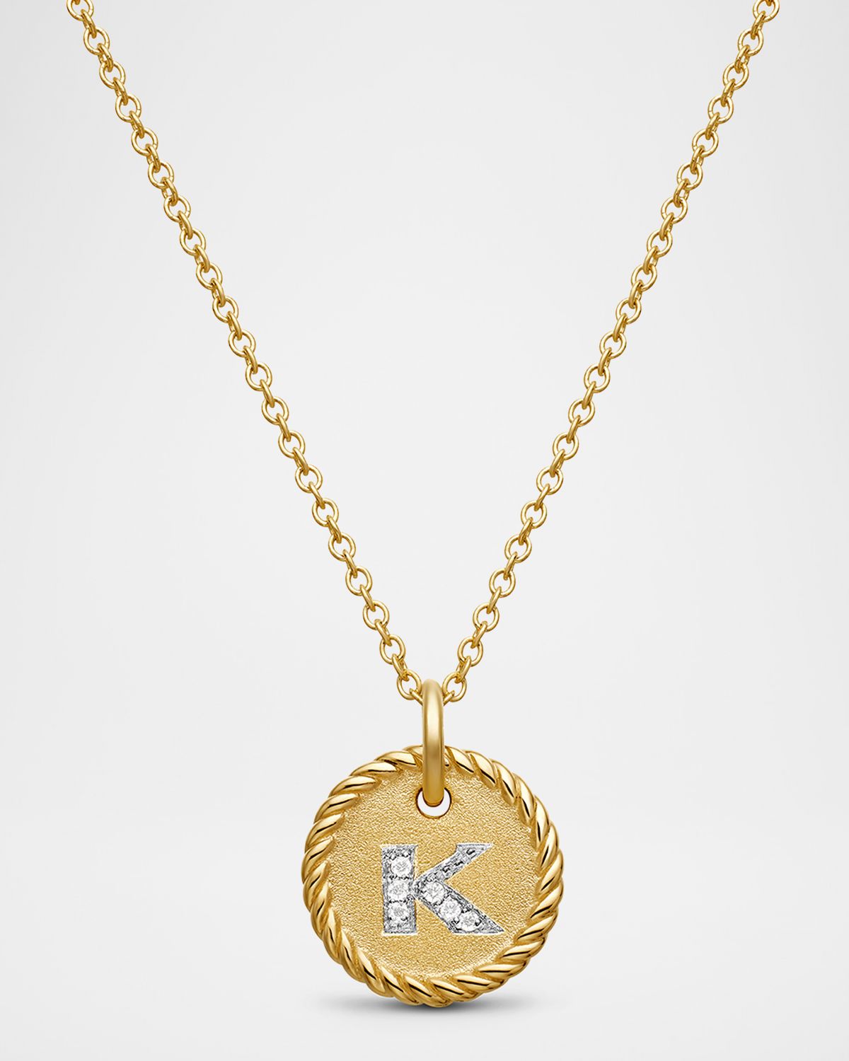 David Yurman Cable Collectibles Initial Pendant Necklace with Diamonds in 18K Gold