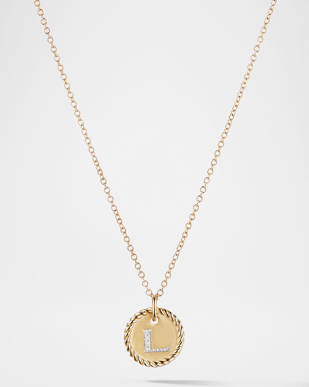 David Yurman Cable Collectibles Initial Pendant Necklace with Diamonds in 18K Gold