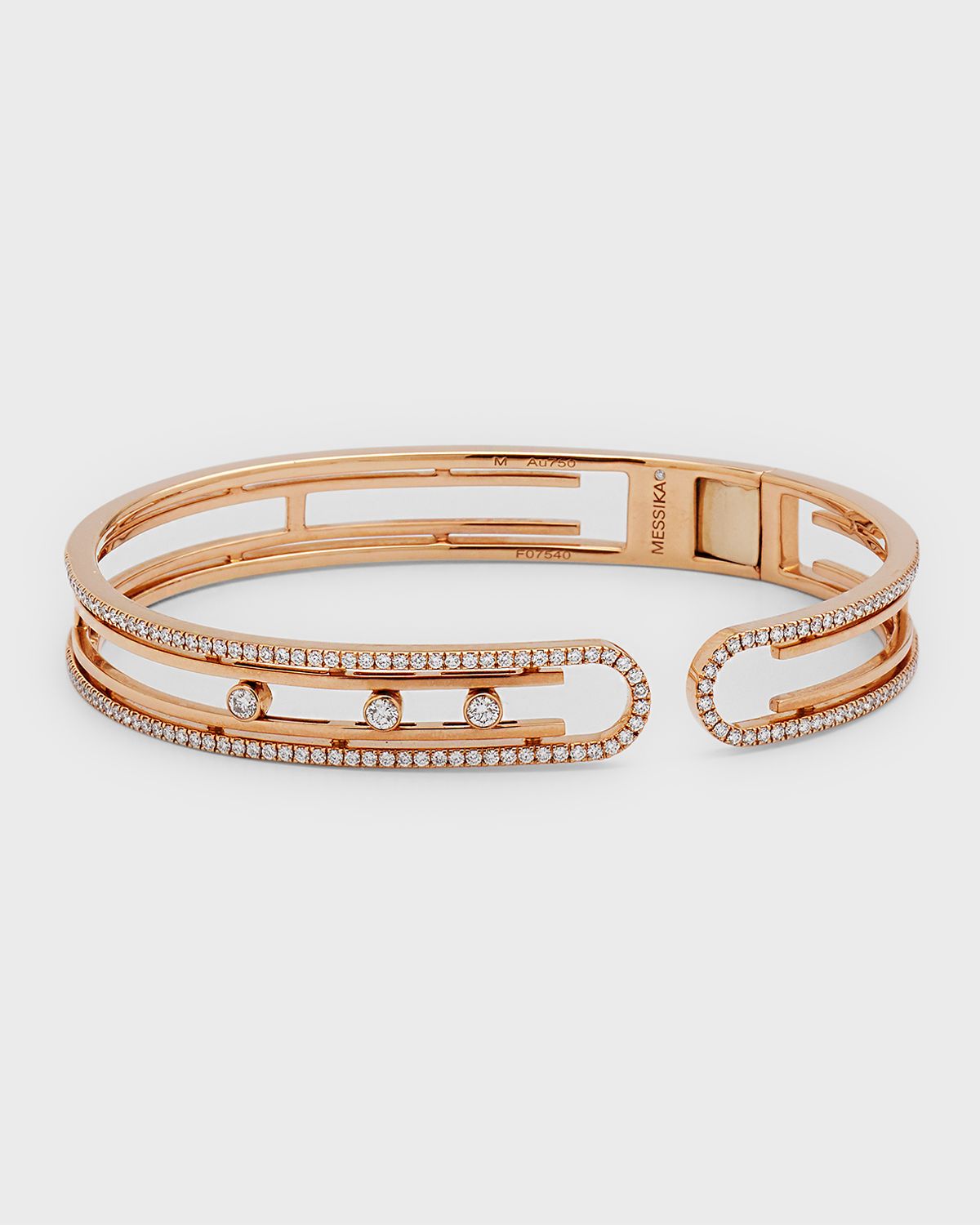 Messika MOVE 10TH 18K PINK GOLD DIAMOND BANGLE BRACELET