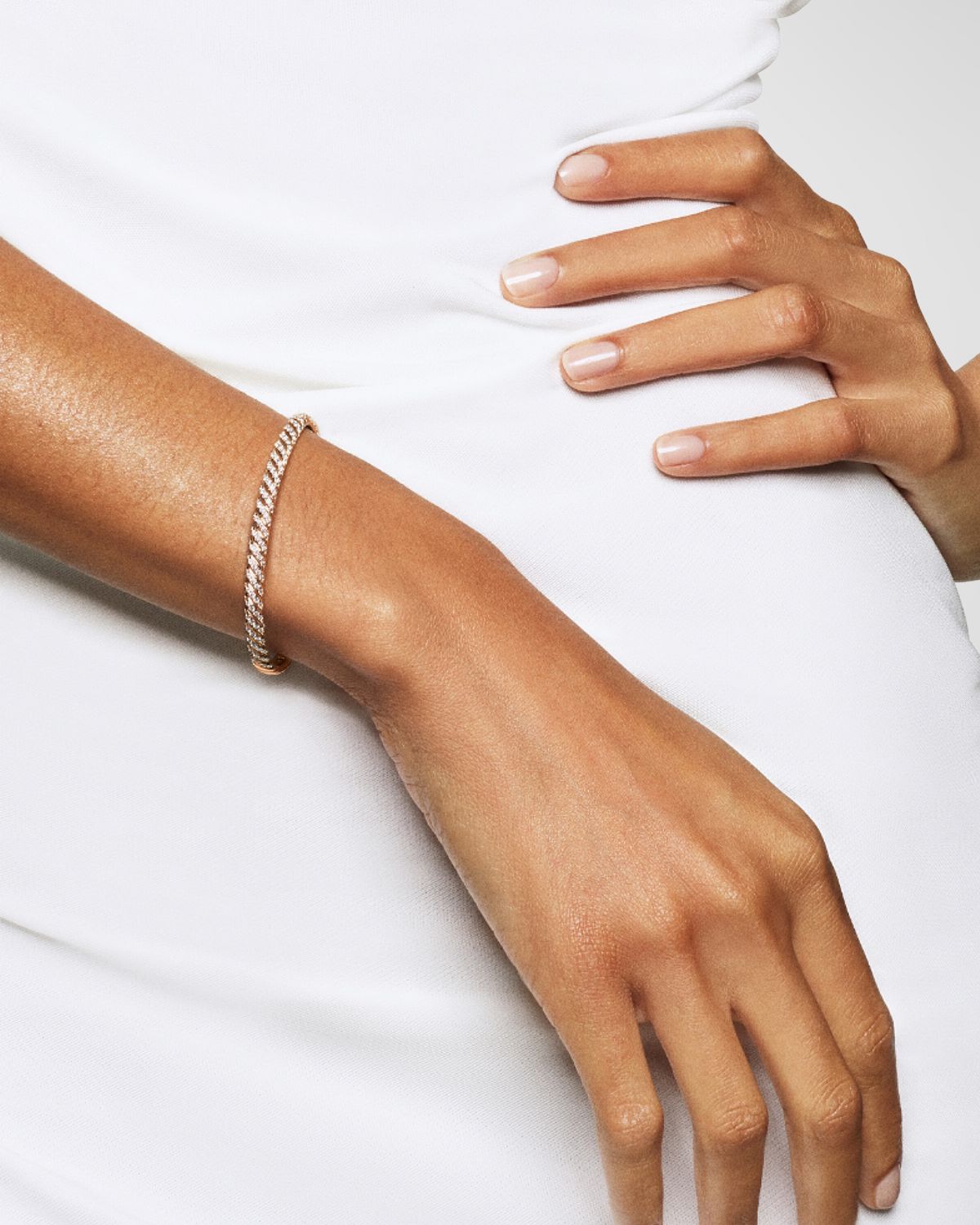 David Yurman Sculpted Cable Bracelet with Diamonds in 18K Gold