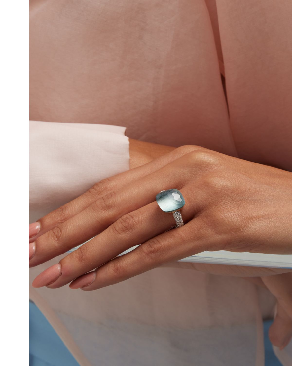 Pomellato Nudo 18K Rose Gold Gemstone and Diamond Ring