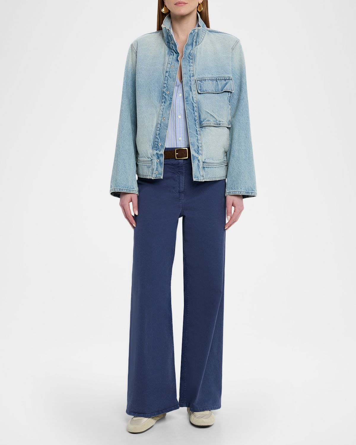 Nili Lotan Megan Brushed Stretch Wide Leg Pants