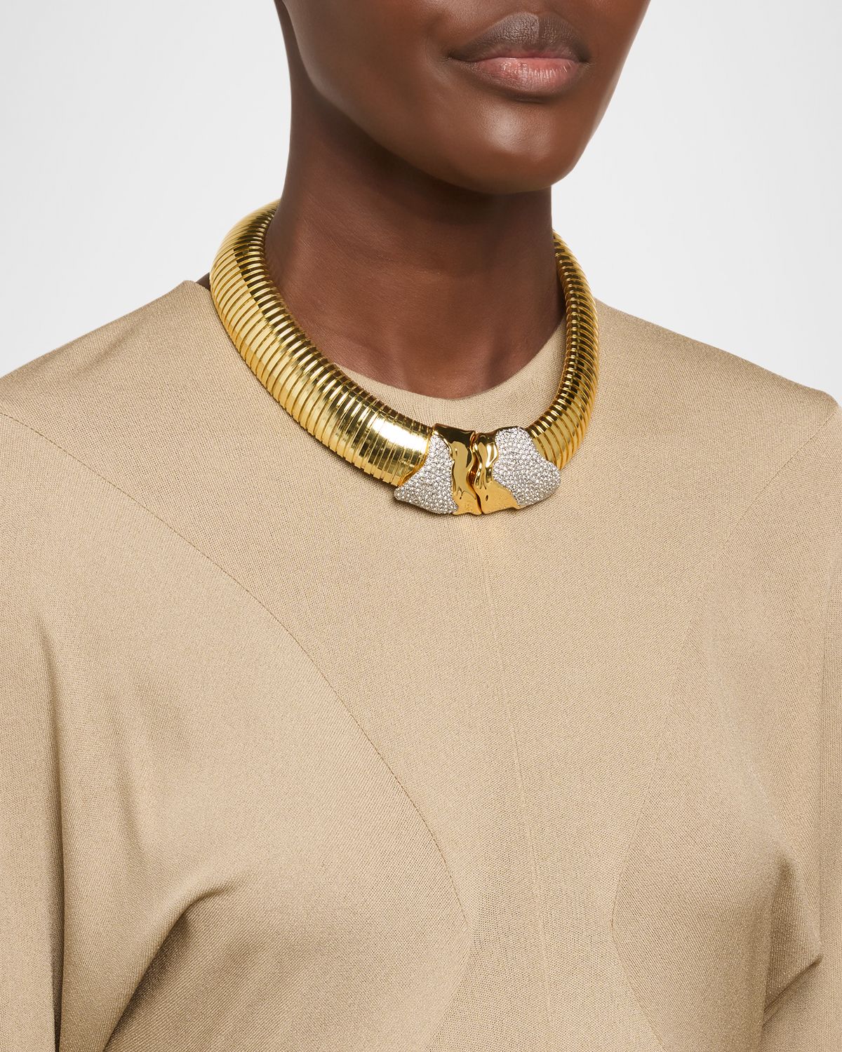 Alexis Bittar Solanales Gold Tubogas Collar Necklace