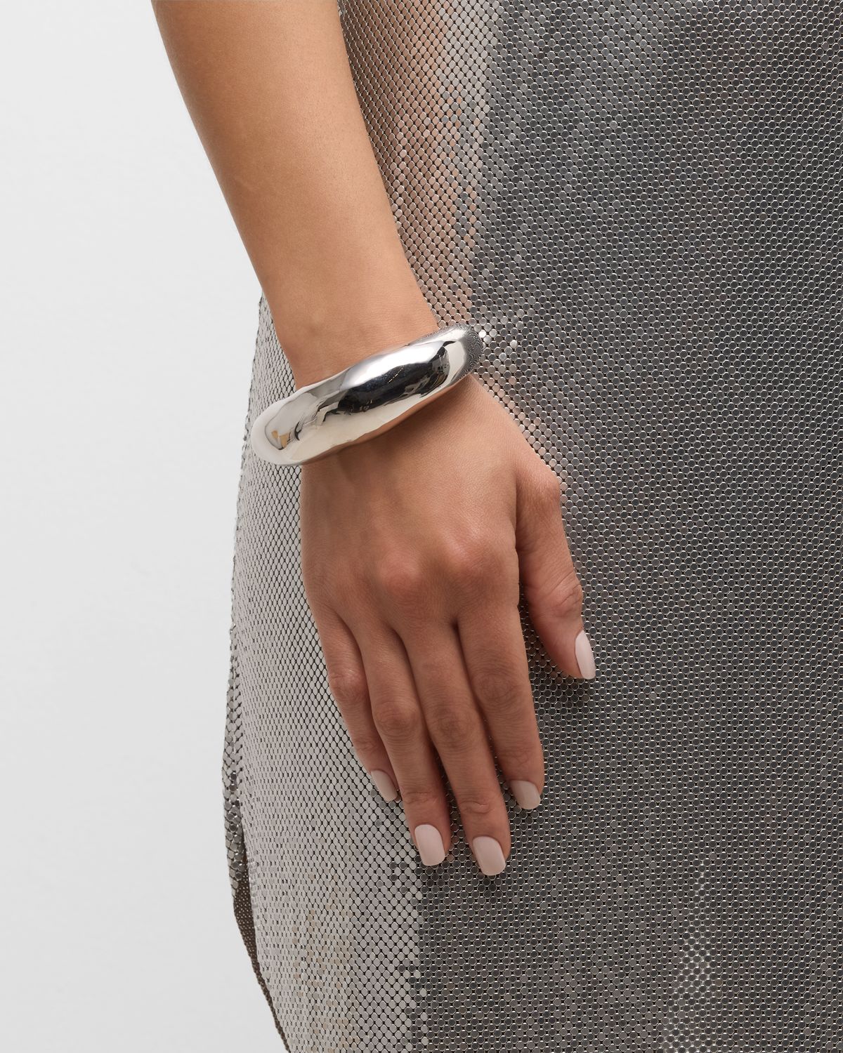 Alexis Bittar Large Molten Silver-Tone Hinged Cuff Bracelet