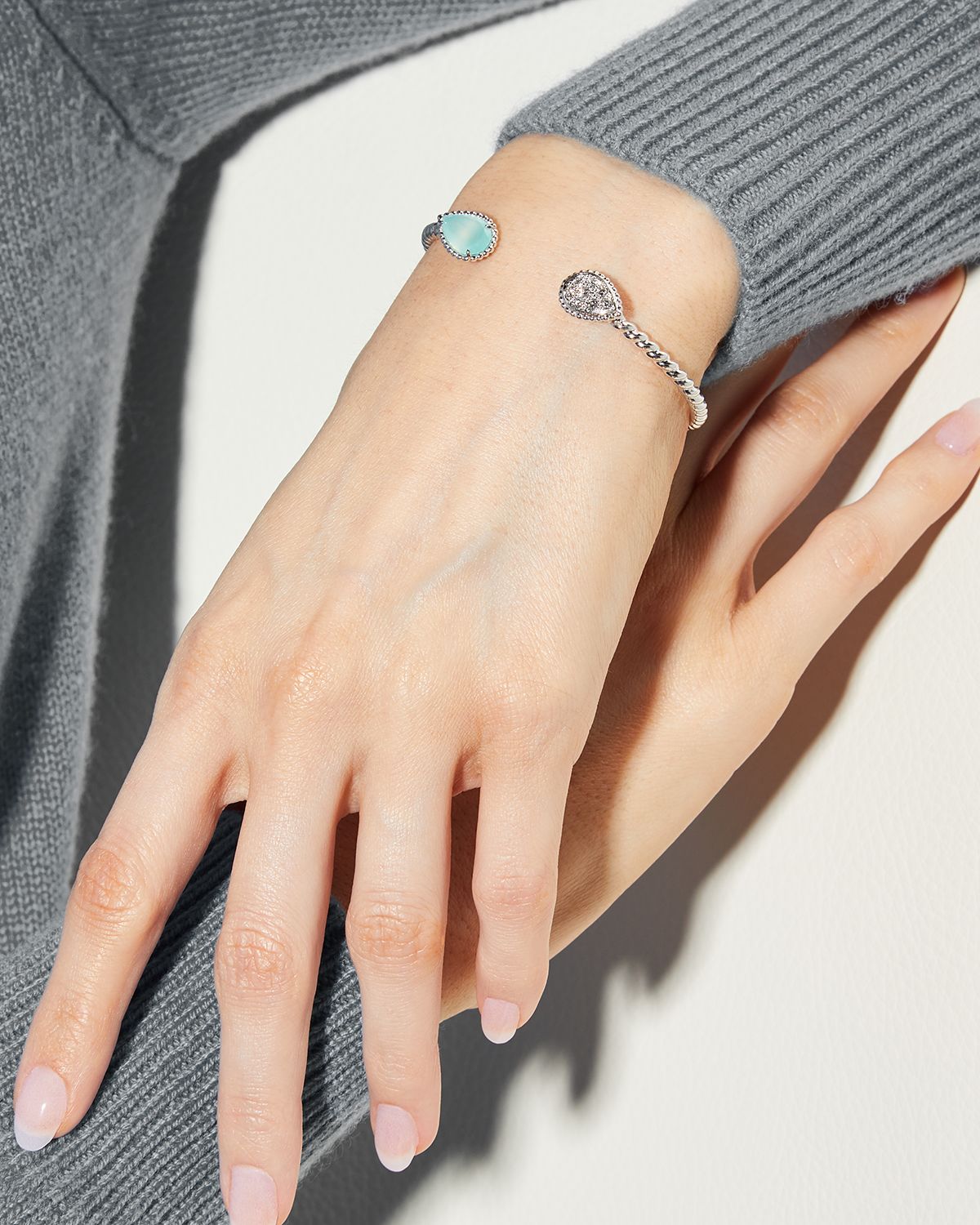 Boucheron Serpent Boheme 18K White Gold Aquaprase & Diamond Bracelet