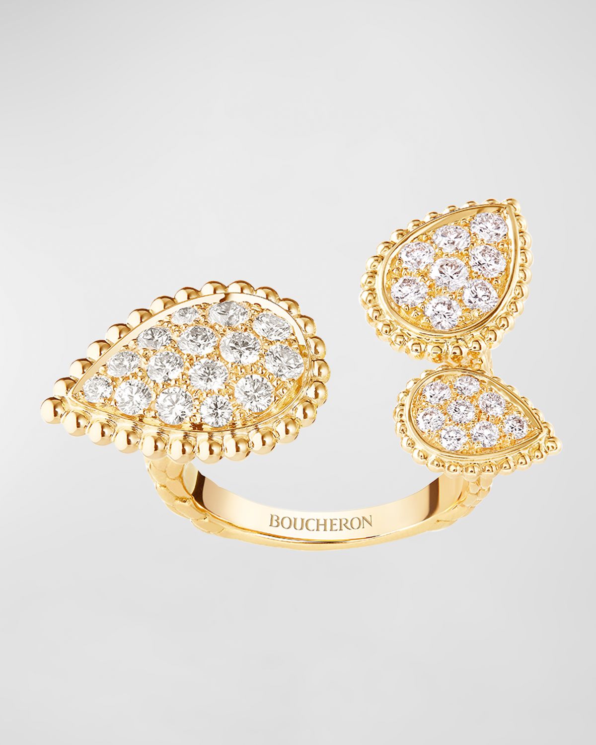 Boucheron Serpent Bohème 18k Yellow Gold 3-Motif Diamond Ring