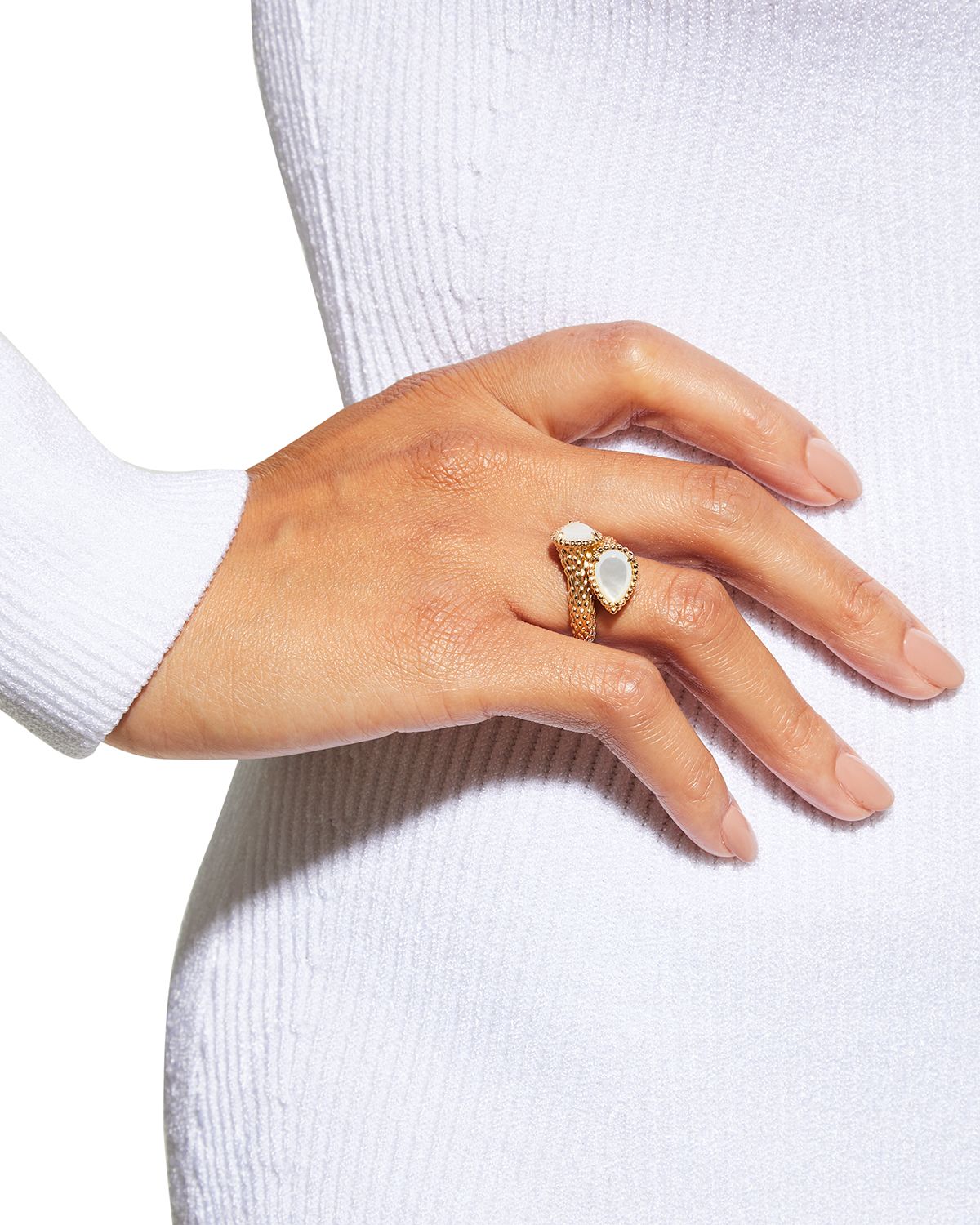 Boucheron Serpent Boheme Mother-of-Pearl 2-Motif Ring in Yellow Gold, Size 52